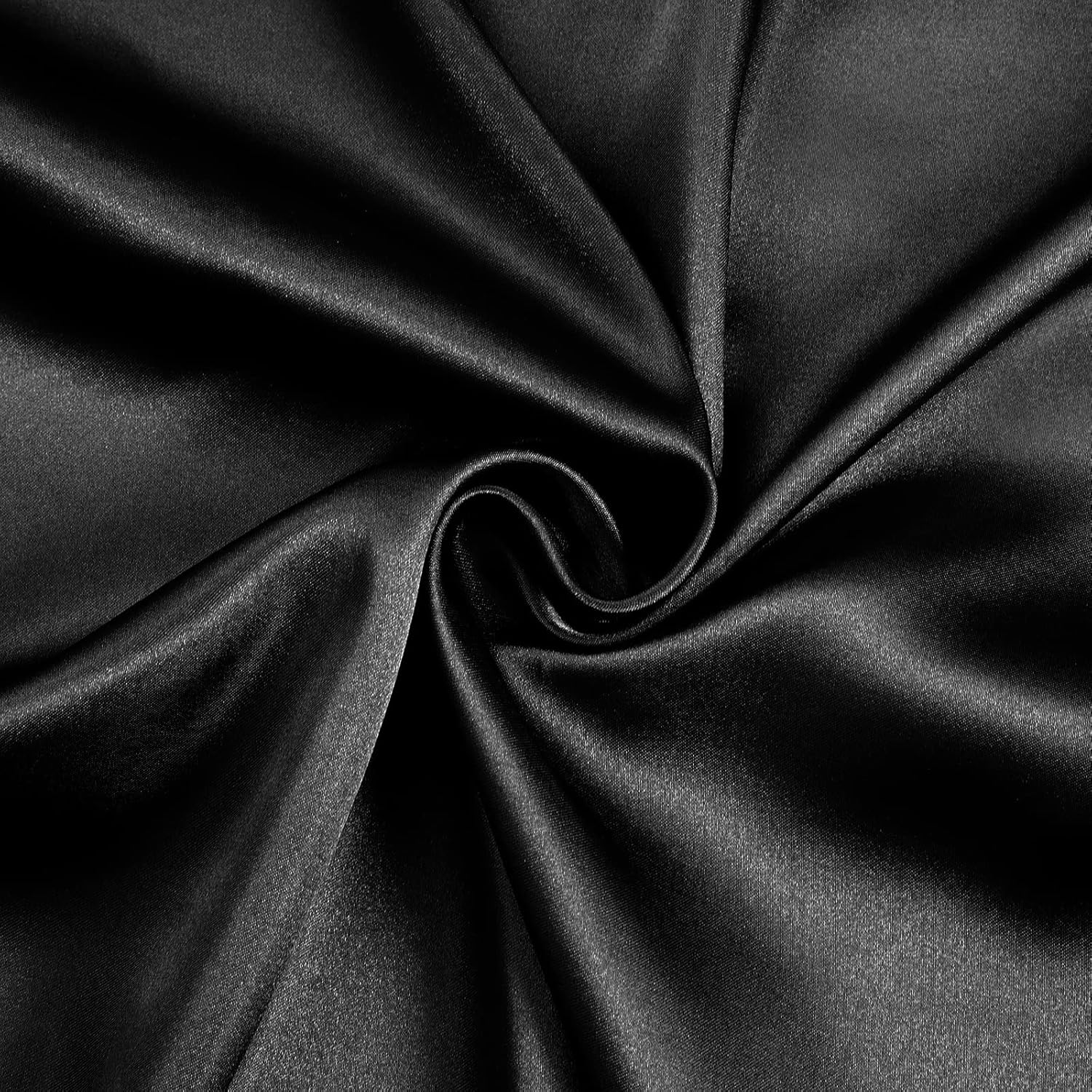 Horbaunal The Yard – Tela de satén negro de 60 pulgadas de ancho, tela de satén Charmeuse suave para vestidos de novia, manualidades, disfraces, 5