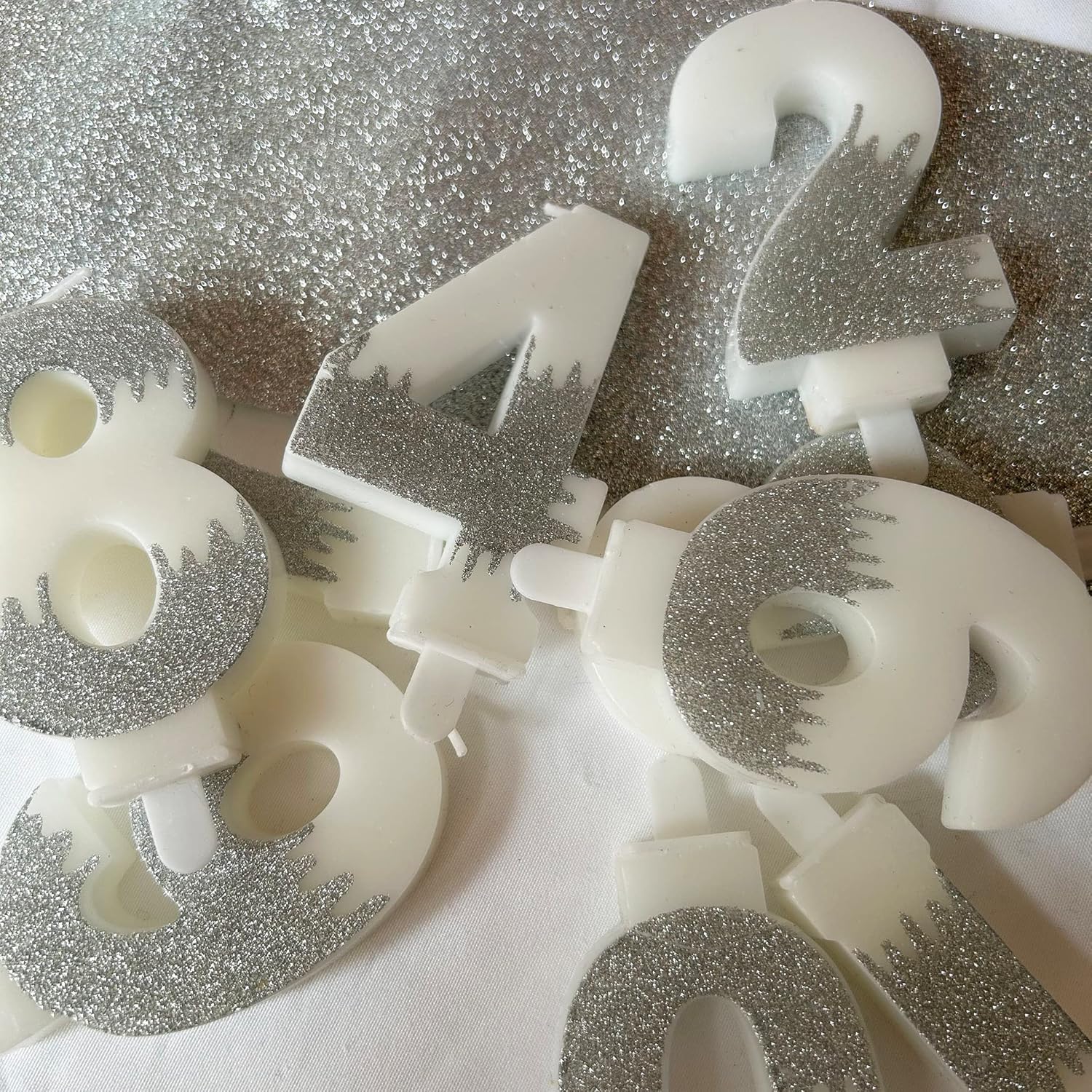 Slivery – Vela de cumpleaños número 8, vela plateada con purpurina para niños, adultos, decoración de pastel para cualquier celebración