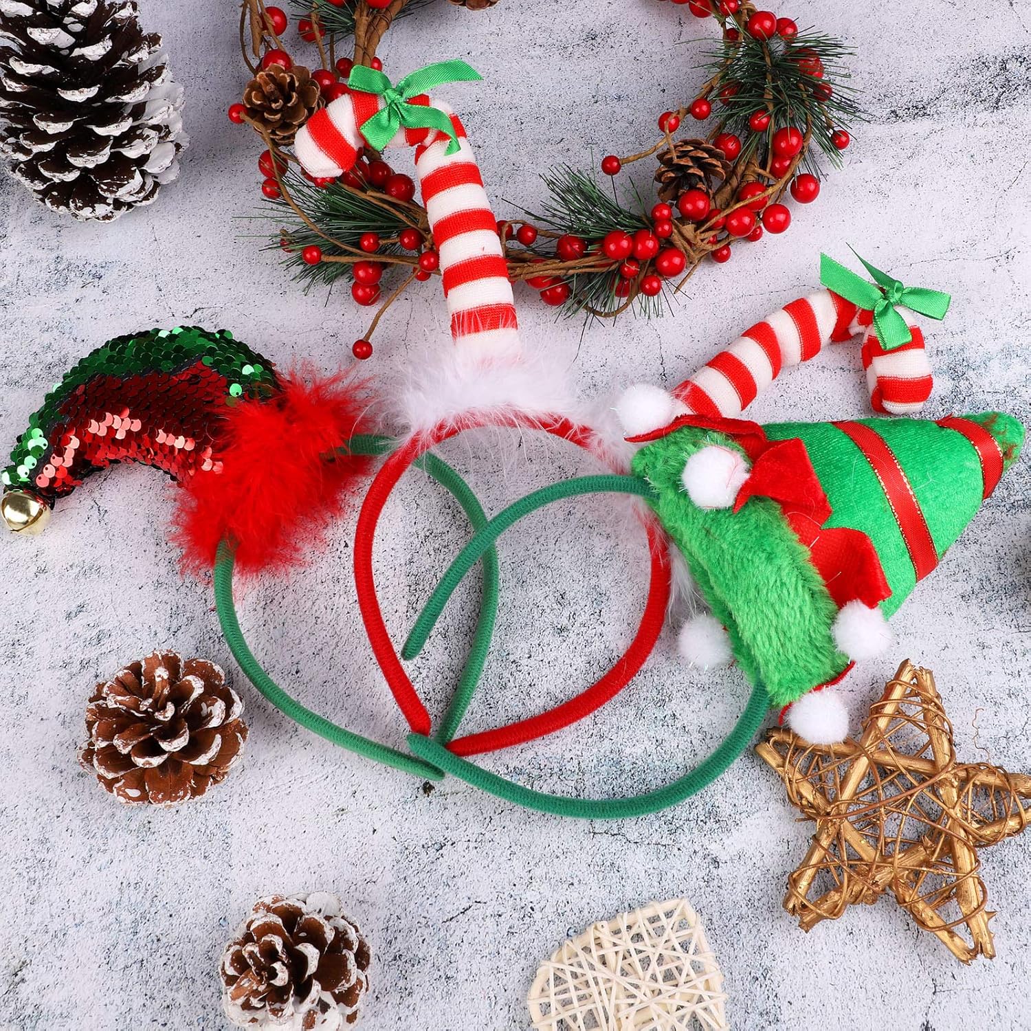URATOT Paquete de 8 diademas de fiesta de Navidad, disfraz de fiesta de Navidad, diademas de reno, cabina de fotos de Navidad, para recuerdos de
