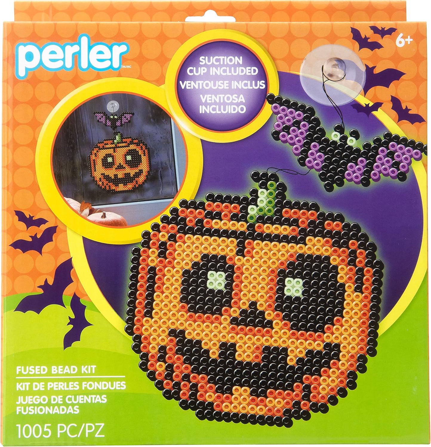 Perler Jack-O’-Lantern and Bat – Kit de cuentas fusibles, multicolor, 1006 piezas