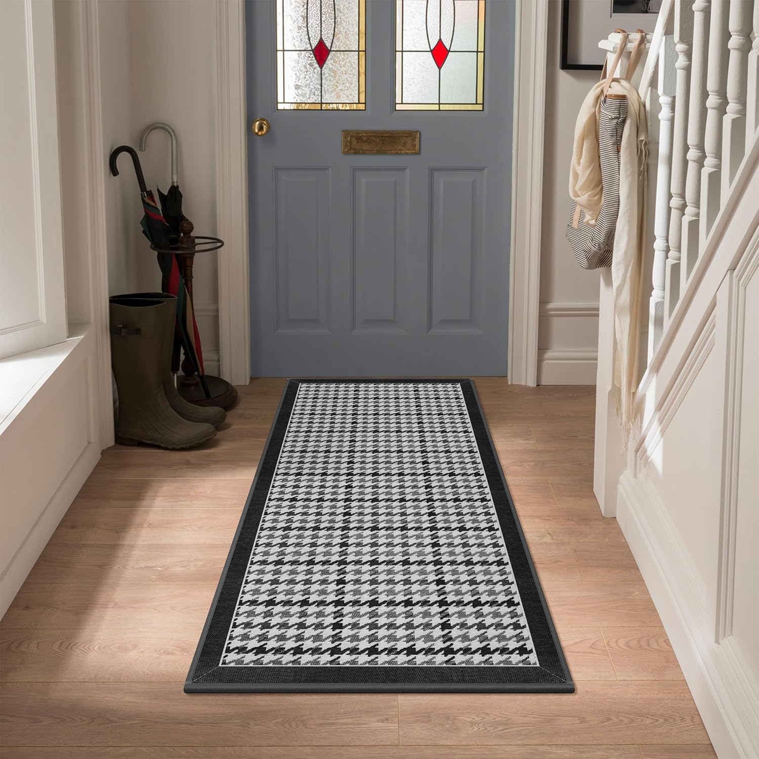 GOYLSER Alfombra de pasillo para cuatro estaciones, alfombra antideslizante con respaldo de goma, fácil de limpiar, alfombra impermeable para