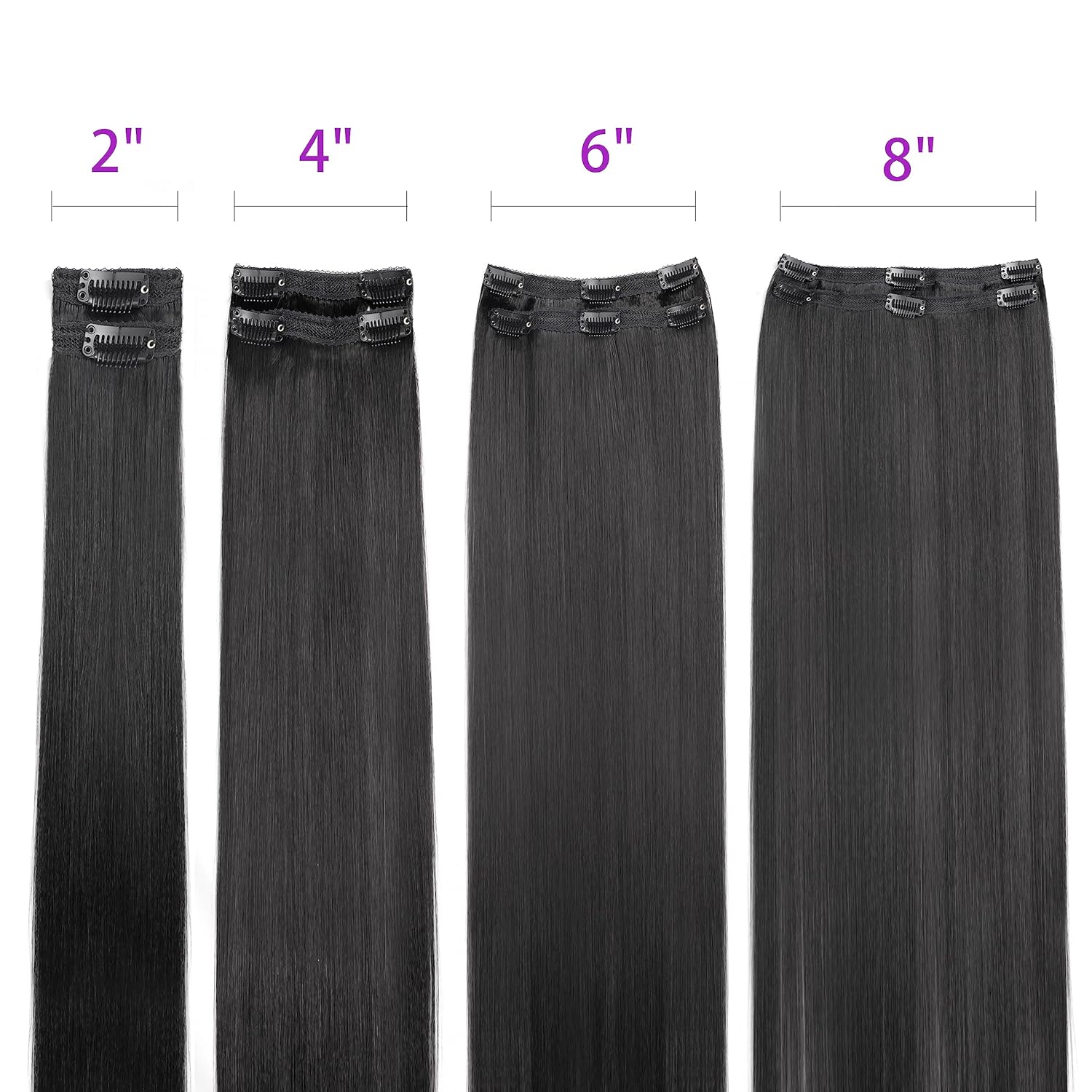 Mihugass Yaki – Extensiones de cabello lacio con clip para mujeres negras, 100% sin procesar, cabello virgen brasileño con clip para cabeza