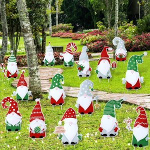 Woanger 15 carteles de Navidad para patio, gnomo de Navidad, estaca, para jardín, exteriores, con estacas para exteriores, patio, césped, hogar, Woanger 15 carteles de Navidad para patio, gnomo de Navidad, estaca, para jardín, exteriores, con estacas para exteriores, patio, césped, hogar,