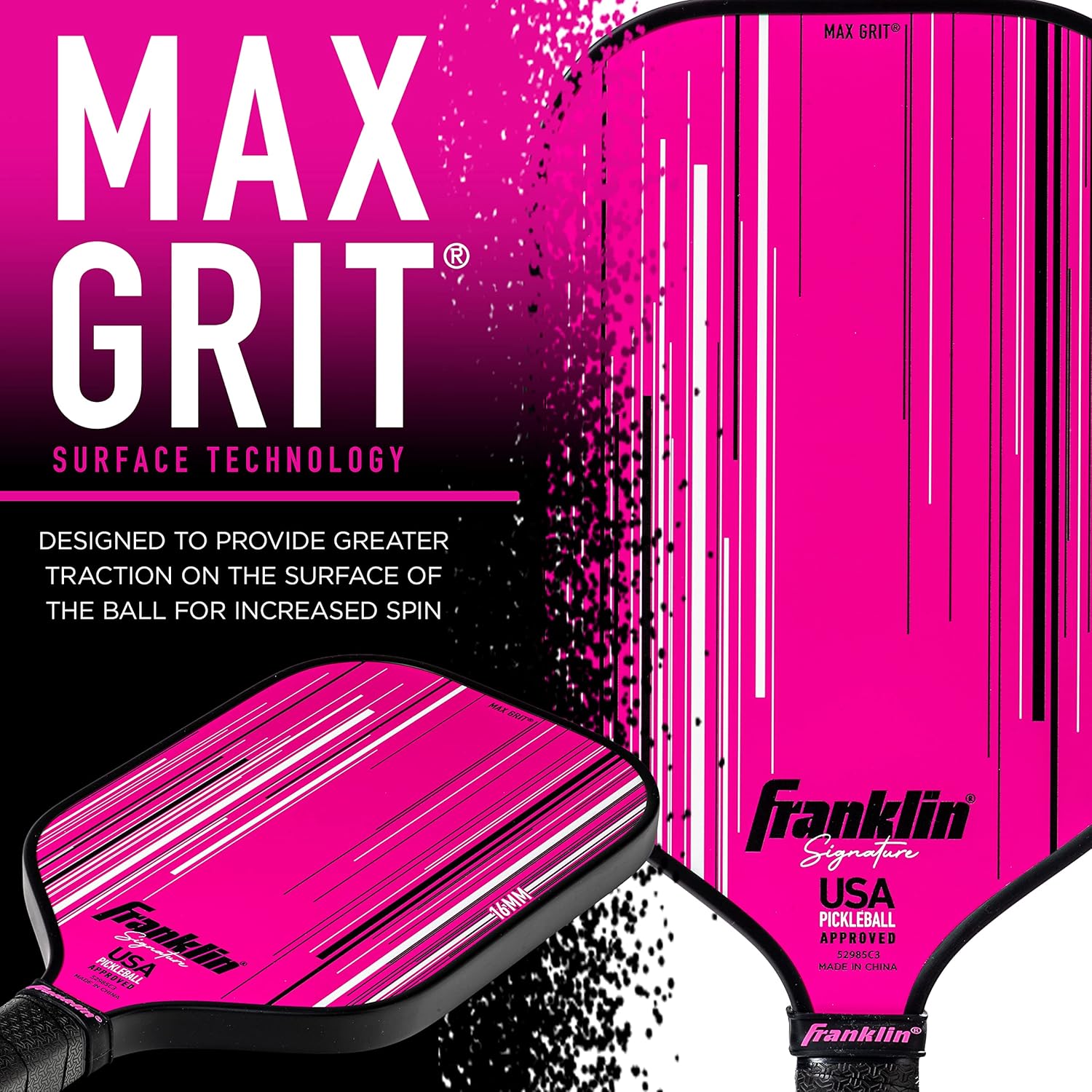 Franklin Sports Palas de pickleball Pro – Signature Series Pro Pickleball Paddle con superficie MaxGrit – Pala de pickleball aprobada por USA