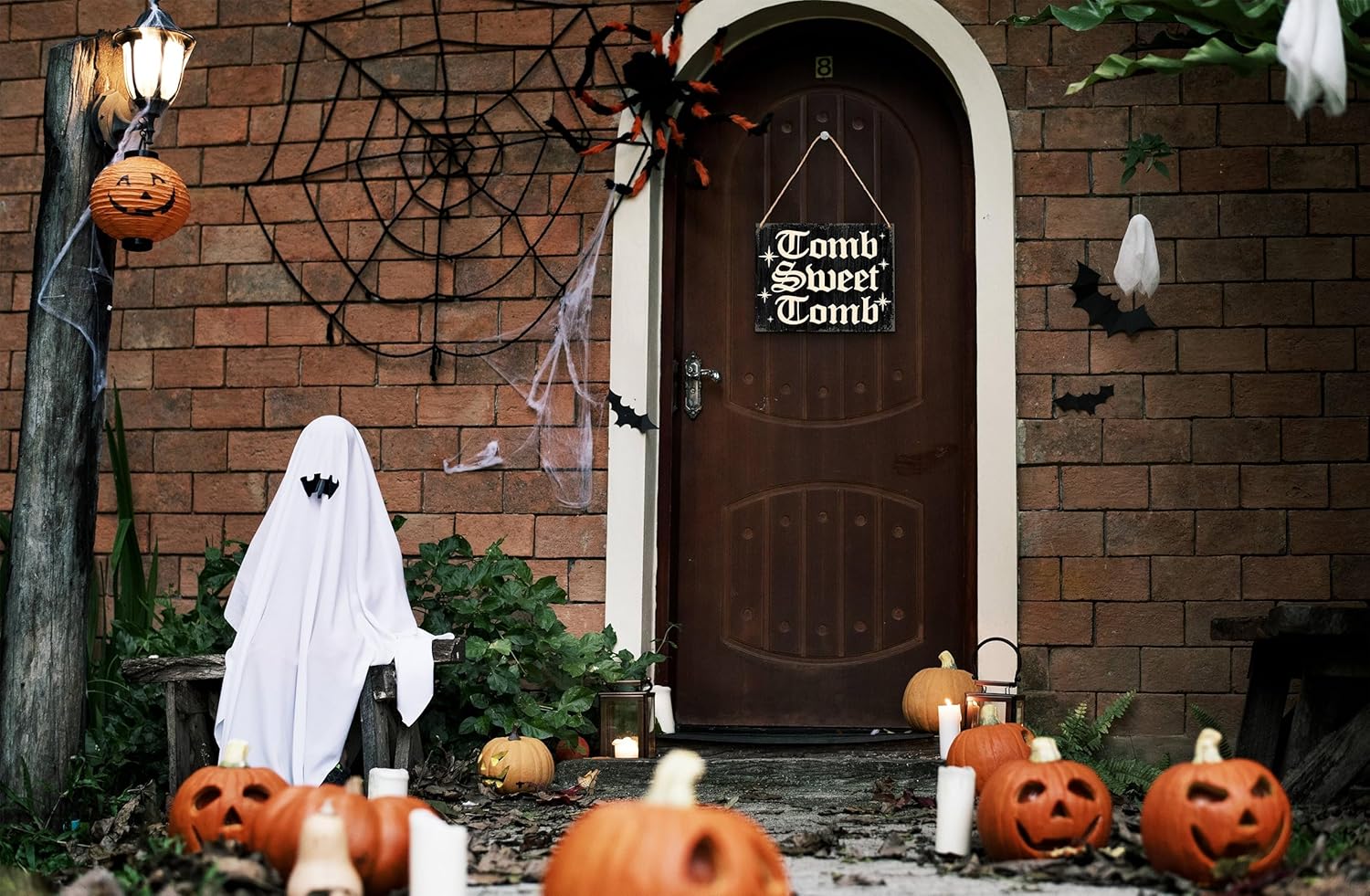 Tomb – Letrero colgante de madera con texto en inglés Sweet Tomb  Decoración de pared de bienvenida de Halloween  Decoración bohemia de casa