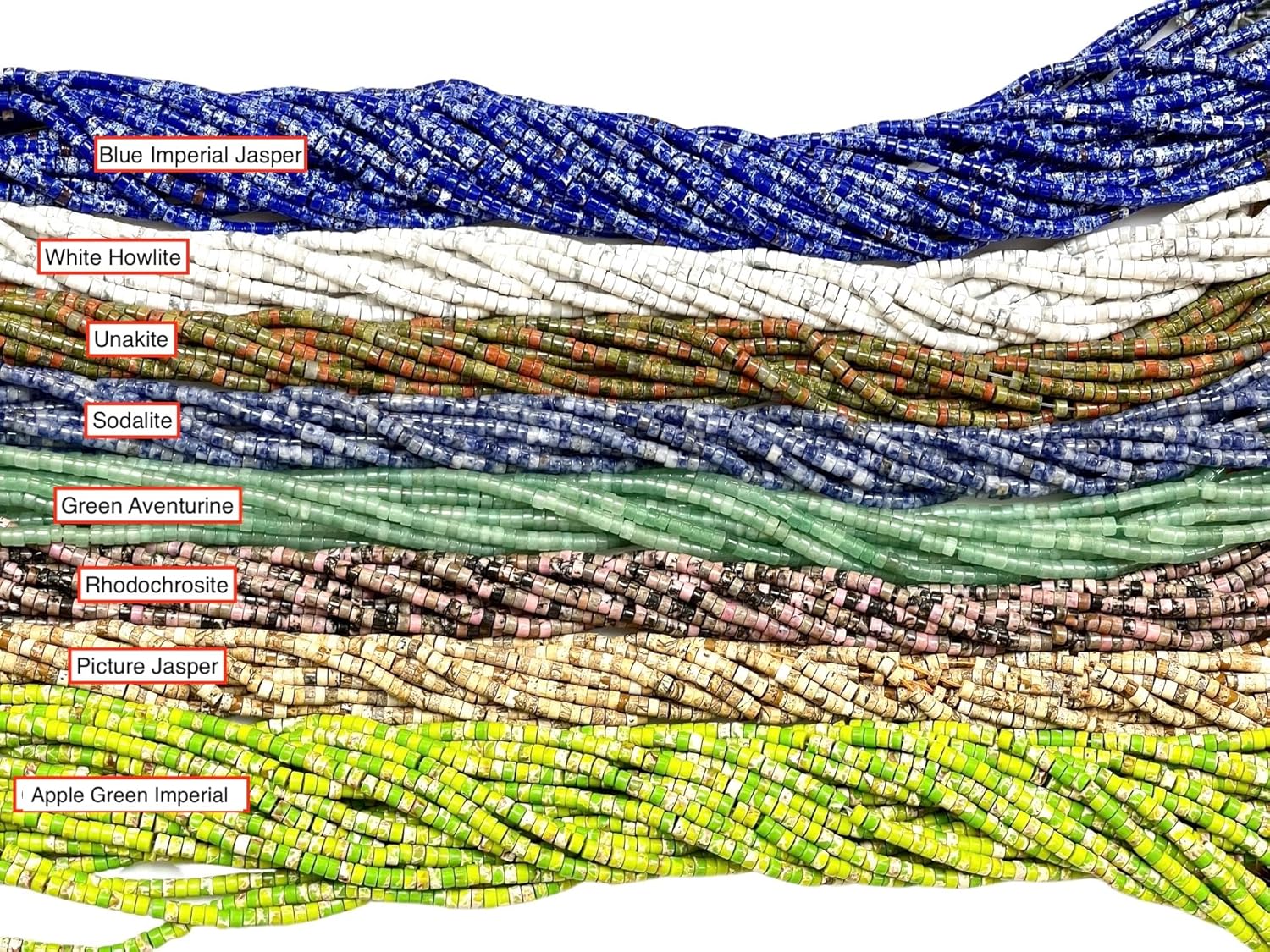 Heishi – Cuentas con forma de disco Heishi de 0.079 x 0.157 in, hebras completas de 16 pulgadas de largo, cuentas sueltas de piedras preciosas AAA