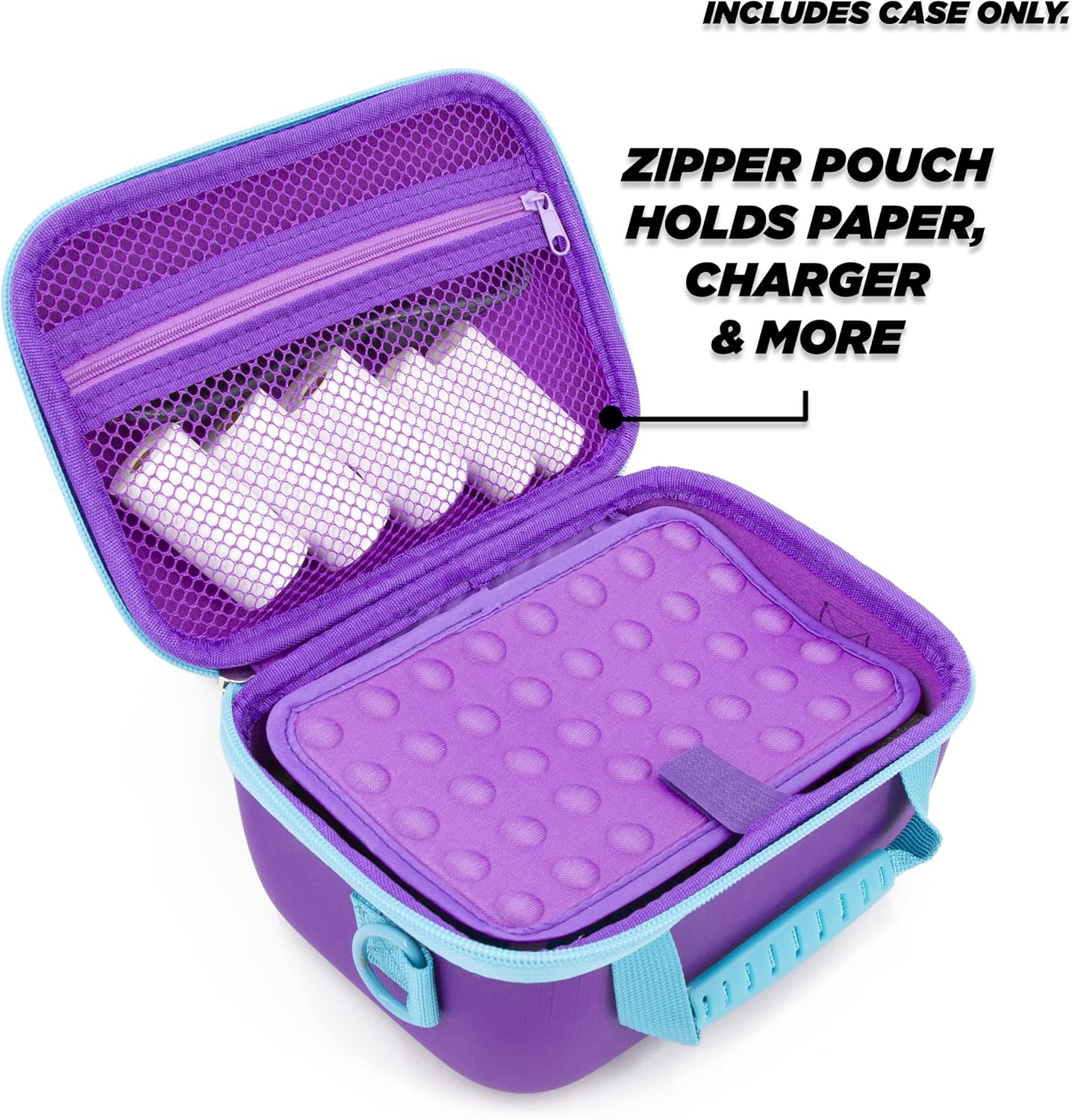 CASEMATIX Funda de viaje para cámara de juguete compatible con KidiZoom PrintCam, recambios de papel y cargador con correa de hombro ajustable,