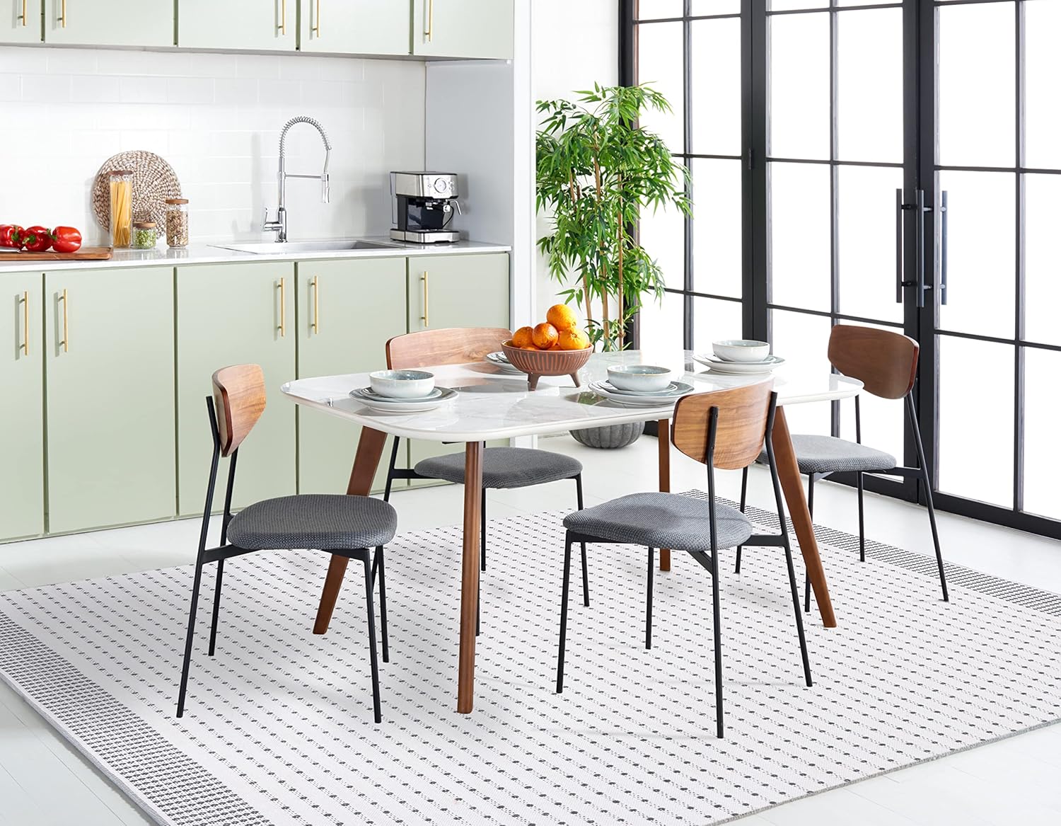 SAFAVIEH Montauk Collection – Alfombra decorativa de 3 x 5 pies, color gris y marfil, diseño de algodón de tejido plano, fácil cuidado, ideal para
