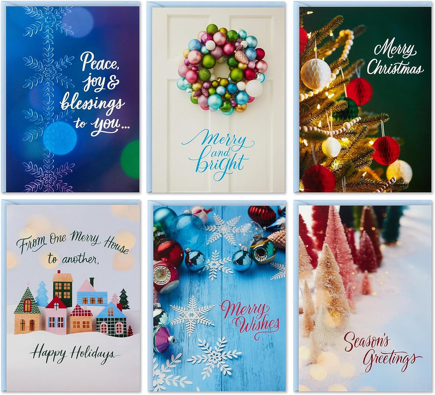 Hallmark – Juego tradicional de tarjetas de Navidad en caja (36 tarjetas y sobres) árboles callistemon, adornos, copos de nieve