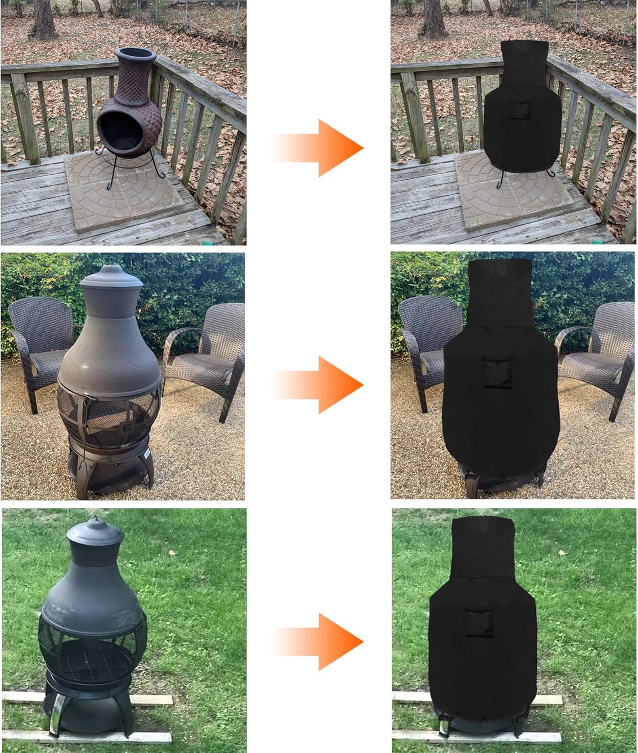 WOMACO Funda impermeable para chimenea de patio, resistente a la intemperie, para chimenea de exteriores, 23.6 pulgadas de profundidad x 43.3