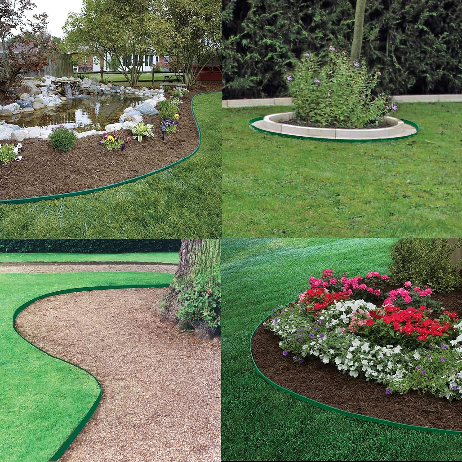 KoKoWill Kit de bordes de paisaje sin excavación, borde de jardín de 33 pies de longitud con 30 picos para paisajismo, césped, jardines de flores,