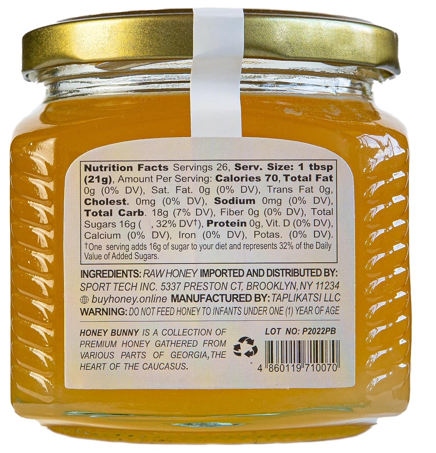 Honey Bunny May Flower Raw Natural, buena fuente de antioxidantes, edulcorante alternativo, producto de Georgia, 19.4 onzas, paquete de 2