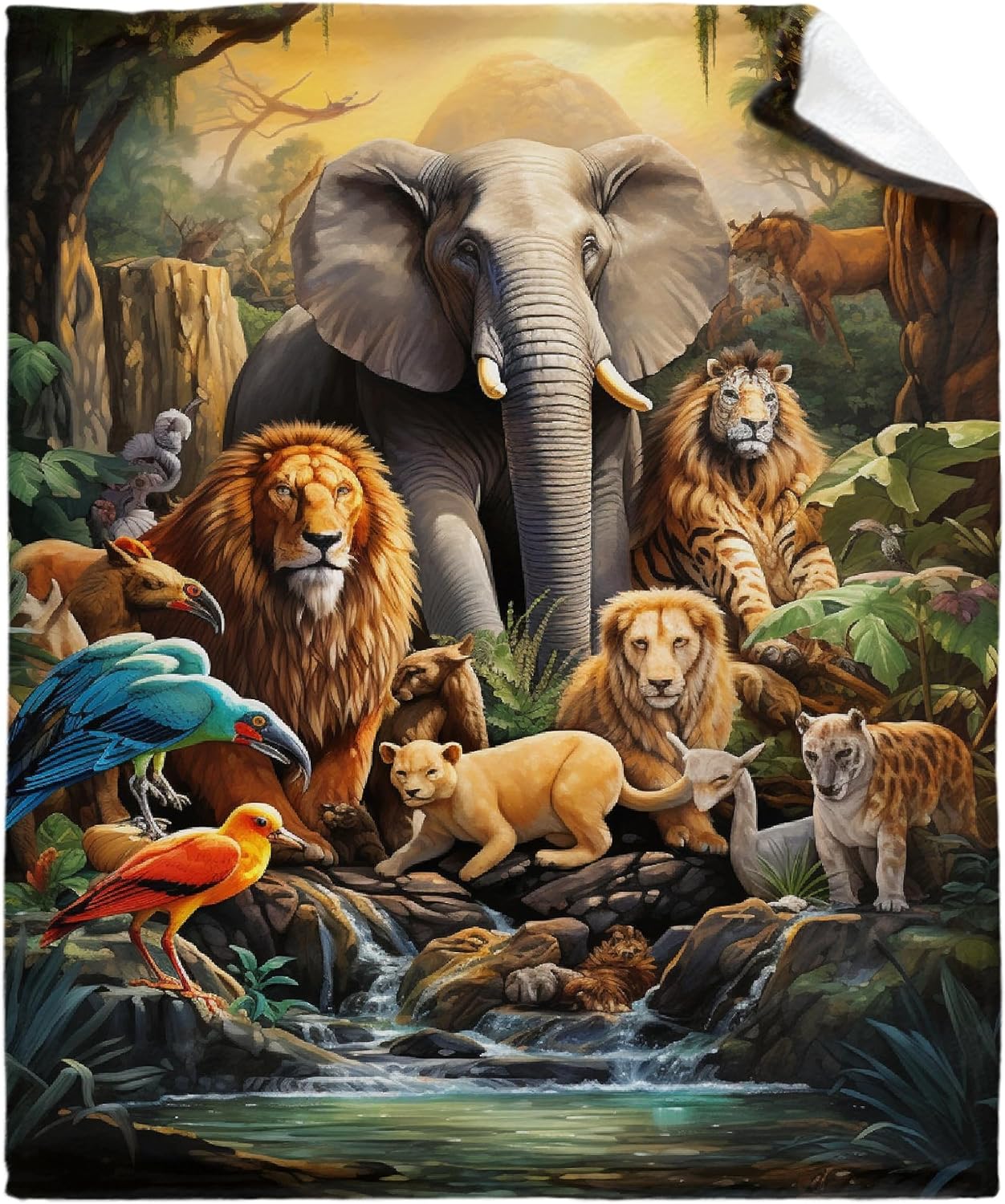 Manta de franela ultrasuave de forro polar con animales modernos, safari, gato salvaje, león, África, para todas las estaciones, manta cálida y