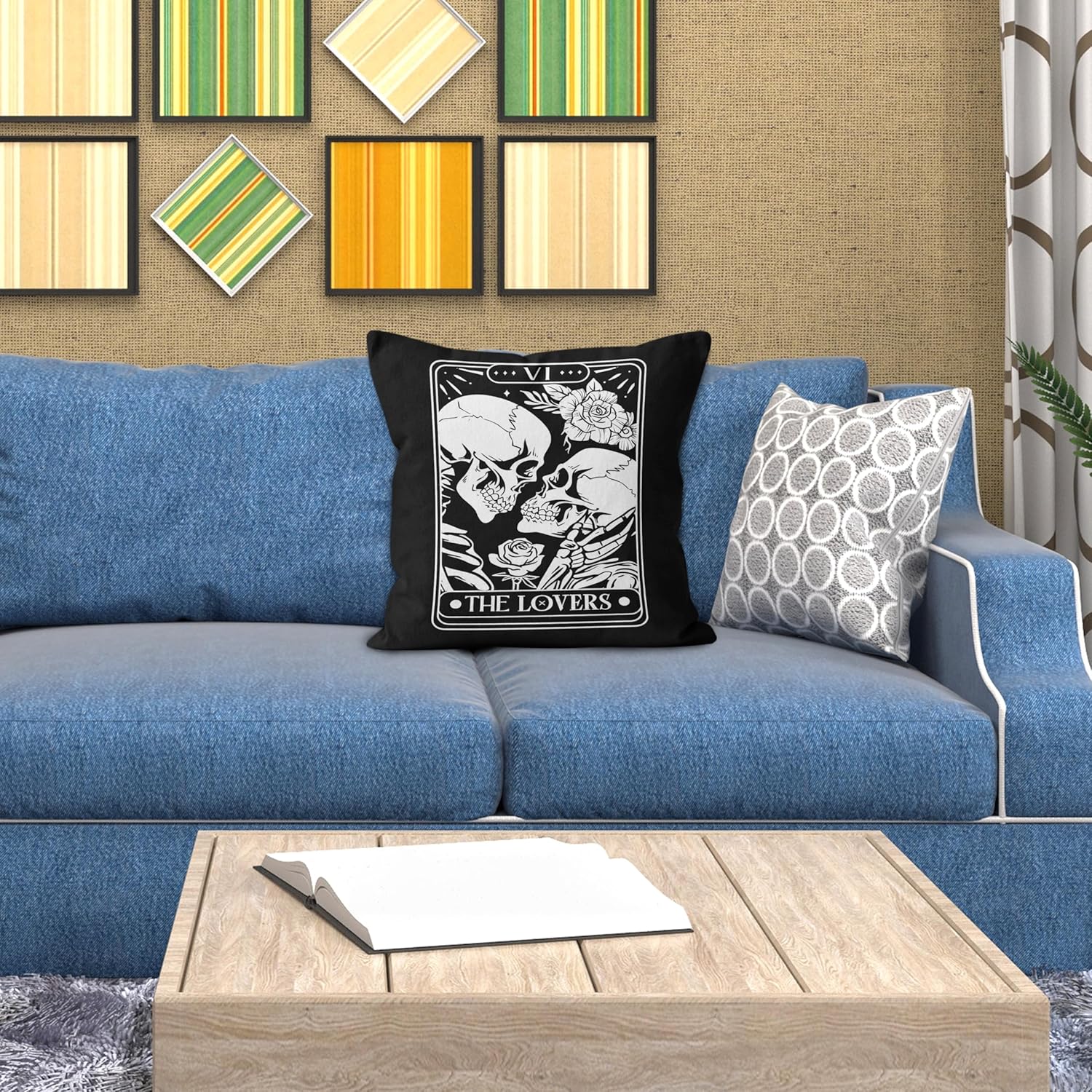 Fundas de almohada góticas de 18 x 18 pulgadas, fundas de almohada decorativas de calavera para pareja, fundas de almohada para dormitorio,