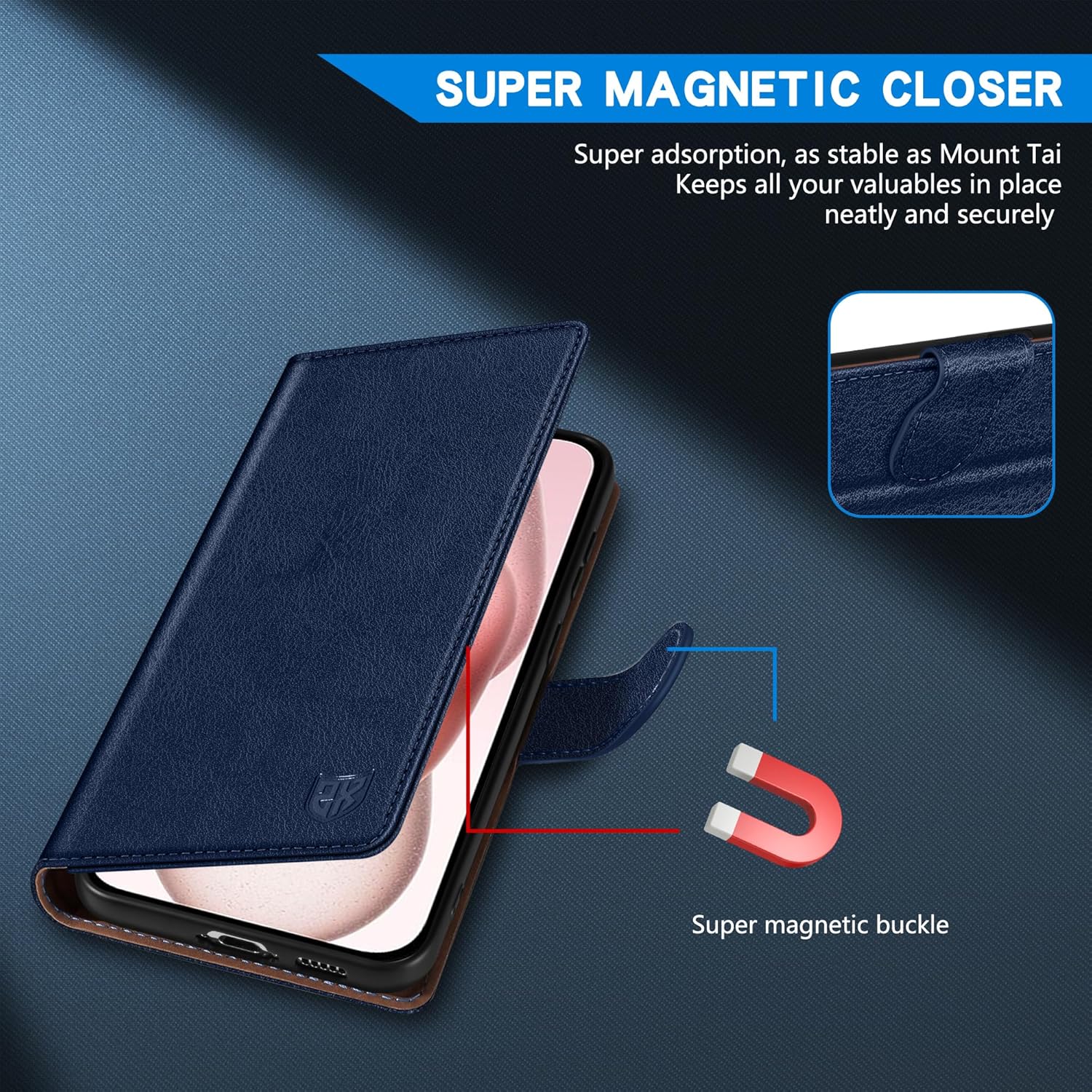 ZZXX Funda tipo cartera para iPhone 15 con bloqueo RFID, ranura para tarjetas, función atril, cierre magnético, funda protectora de cuero para