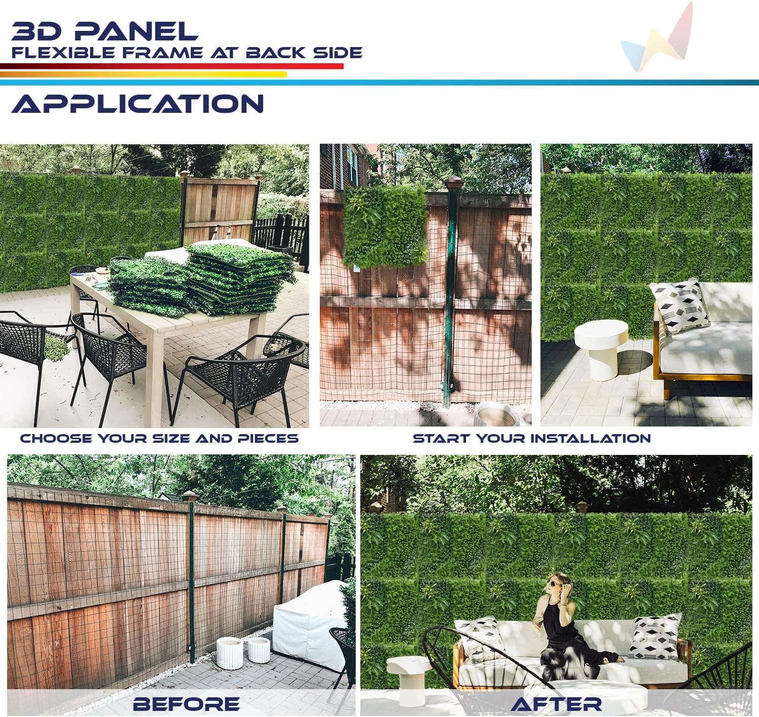 1 panel artificial de boj de 40 x 40 pulgadas, decoración de pared verde hierba sintética para decoración de interiores y exteriores, jardín, patio