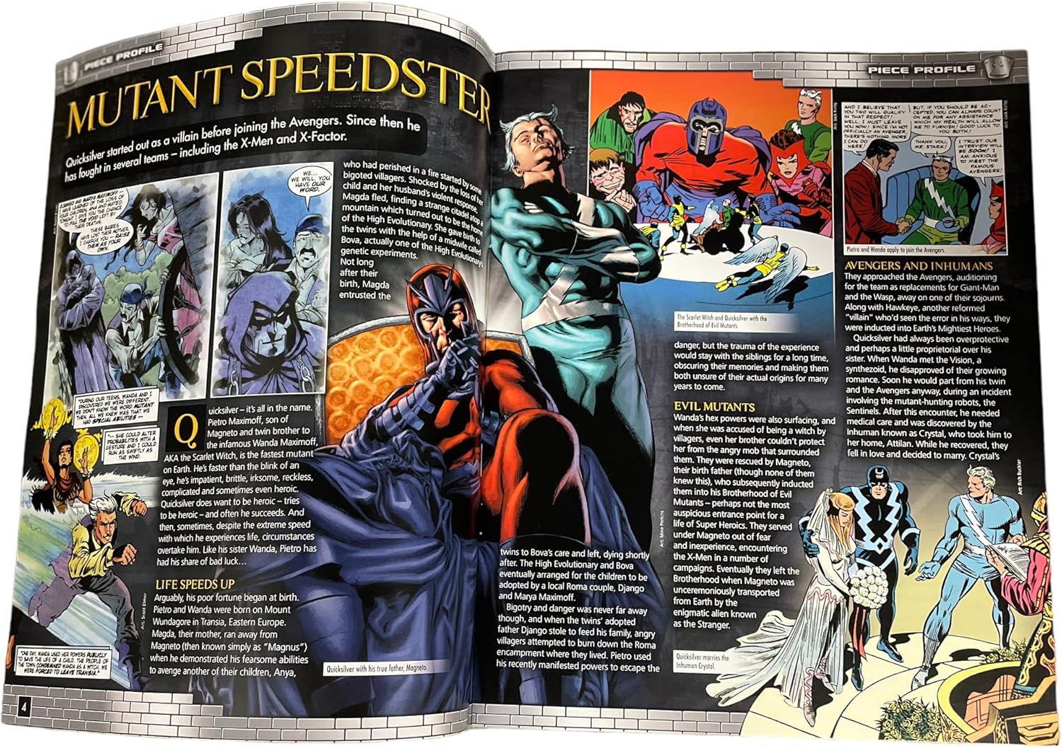 Eaglemoss Marvel Chess Collection Quicksilver – Peón de resina metálica esculpido a mano sin plomo con historia de fondo y revista Storyline Recap