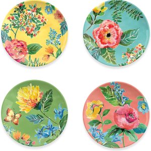 TarHong Garden Floral Surtido Platos de ensalada, 8.5 pulgadas, melamina, juego de 4 TarHong Garden Floral Surtido Platos de ensalada, 8.5 pulgadas, melamina, juego de 4