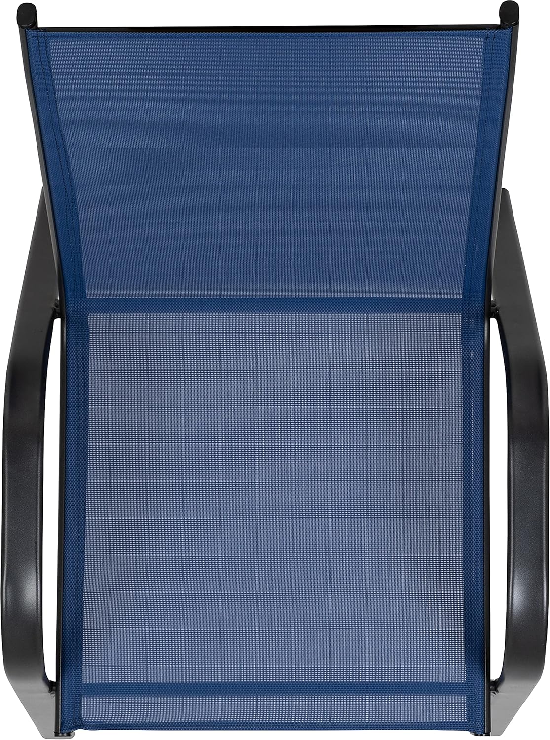 Merrick Lane Juego de 4 sillas de patio de la serie Manado, material Flex Comfort color azul marino, marco de metal con recubrimiento en polvo,