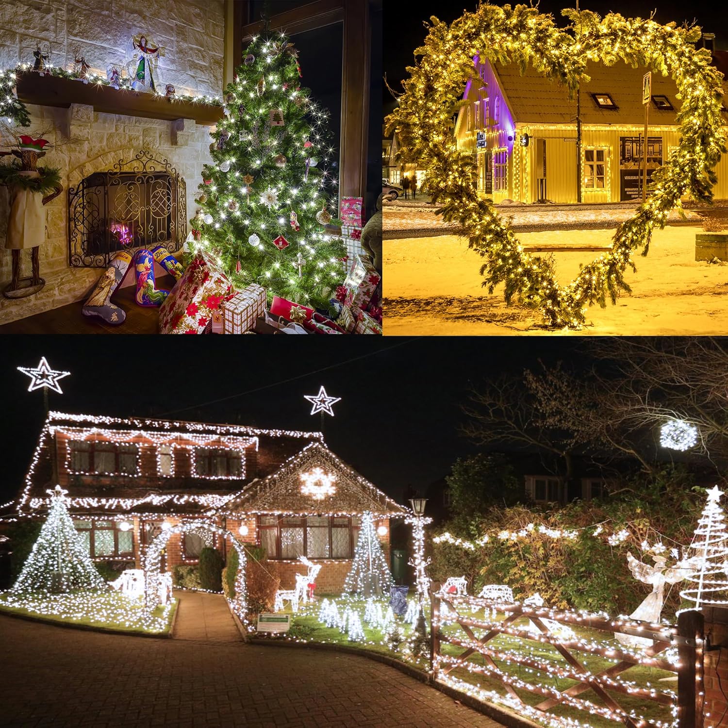 LYHOPE Luces de Navidad, 98.4 pies, 300 luces LED de hadas de Navidad, luces cálidas y blancas que cambian de color, con control remoto, 11 modos,