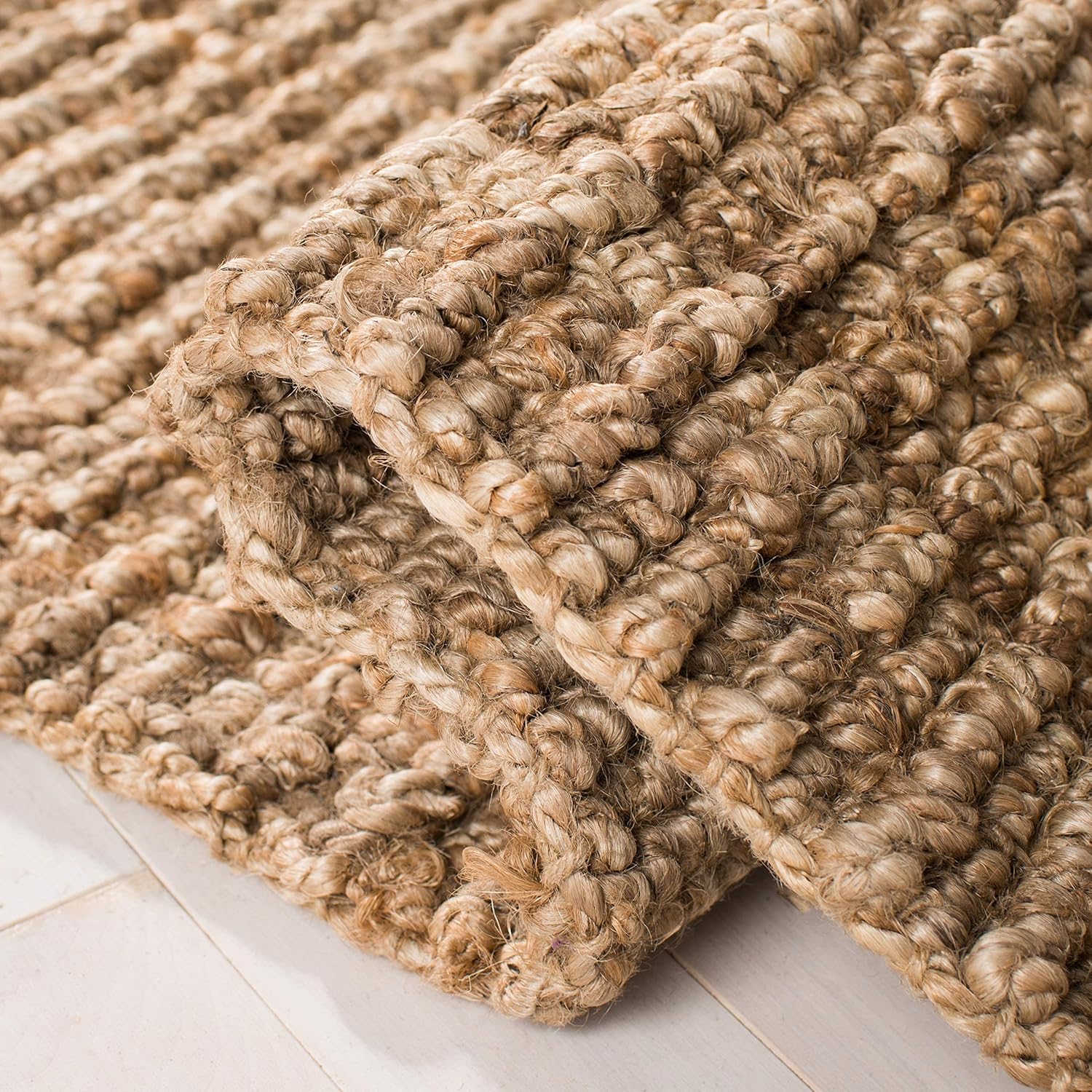 SAFAVIEH Colección Natural Fiber NF447A – Tapete de área cuadrado, yute texturizado grueso tejido a mano de 0.75 pulgadas de grosor, ideal para