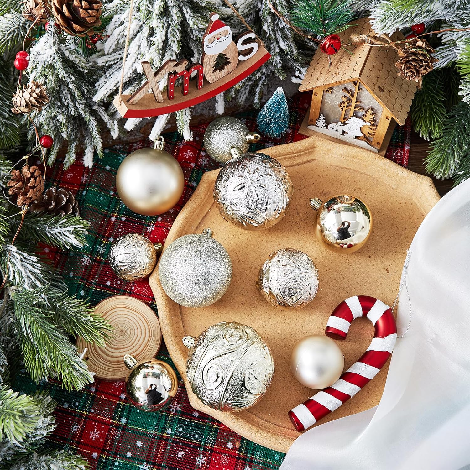Wironlst Adornos de bola de Navidad  30 adornos de Navidad de plástico inastillables para árbol de Navidad, vacaciones, boda, fiesta (varios