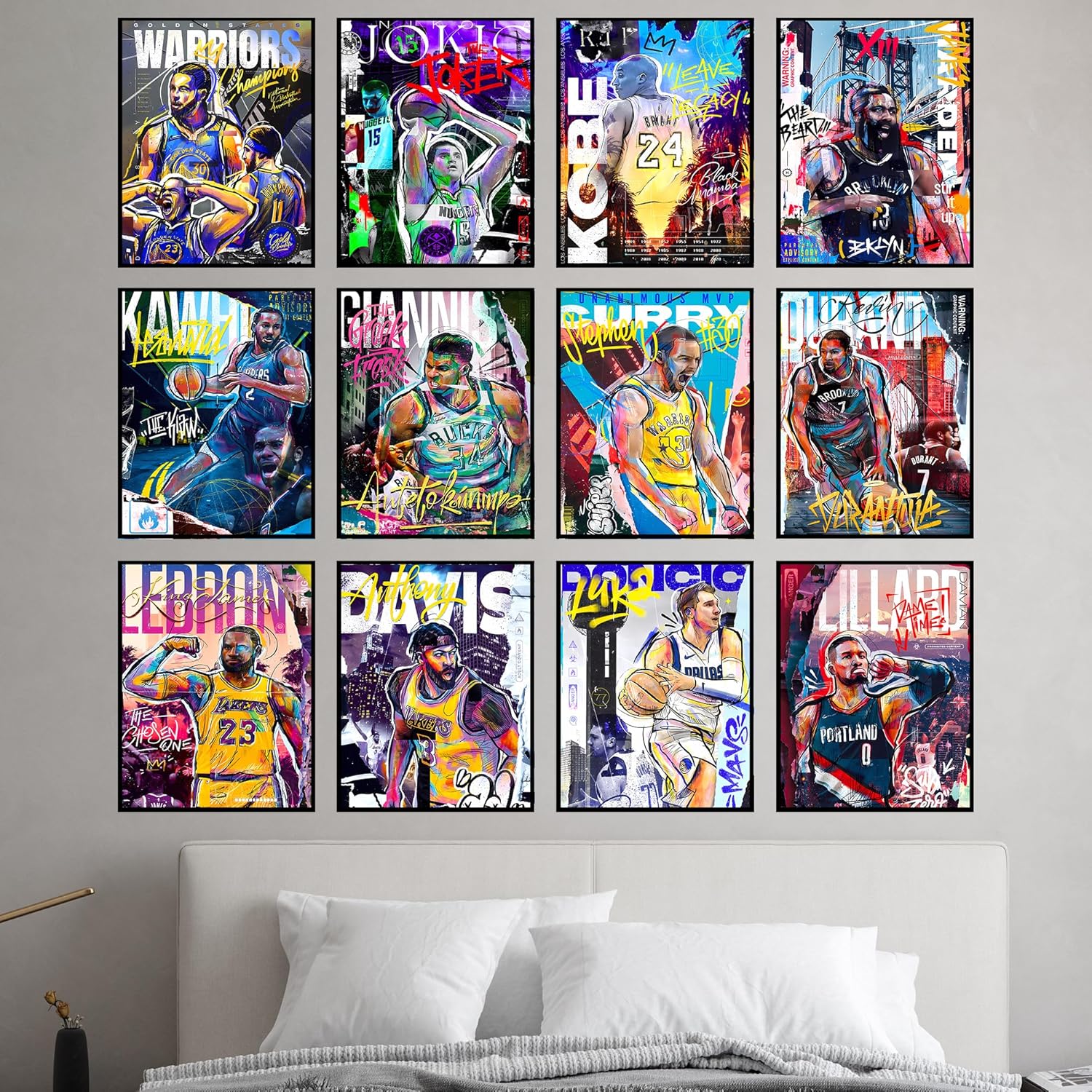 Bigwig Prints Juego de pósteres de baloncesto  Pósteres de baloncesto para dormitorio de niños, arte de pared de baloncesto, pósteres de la NBA para