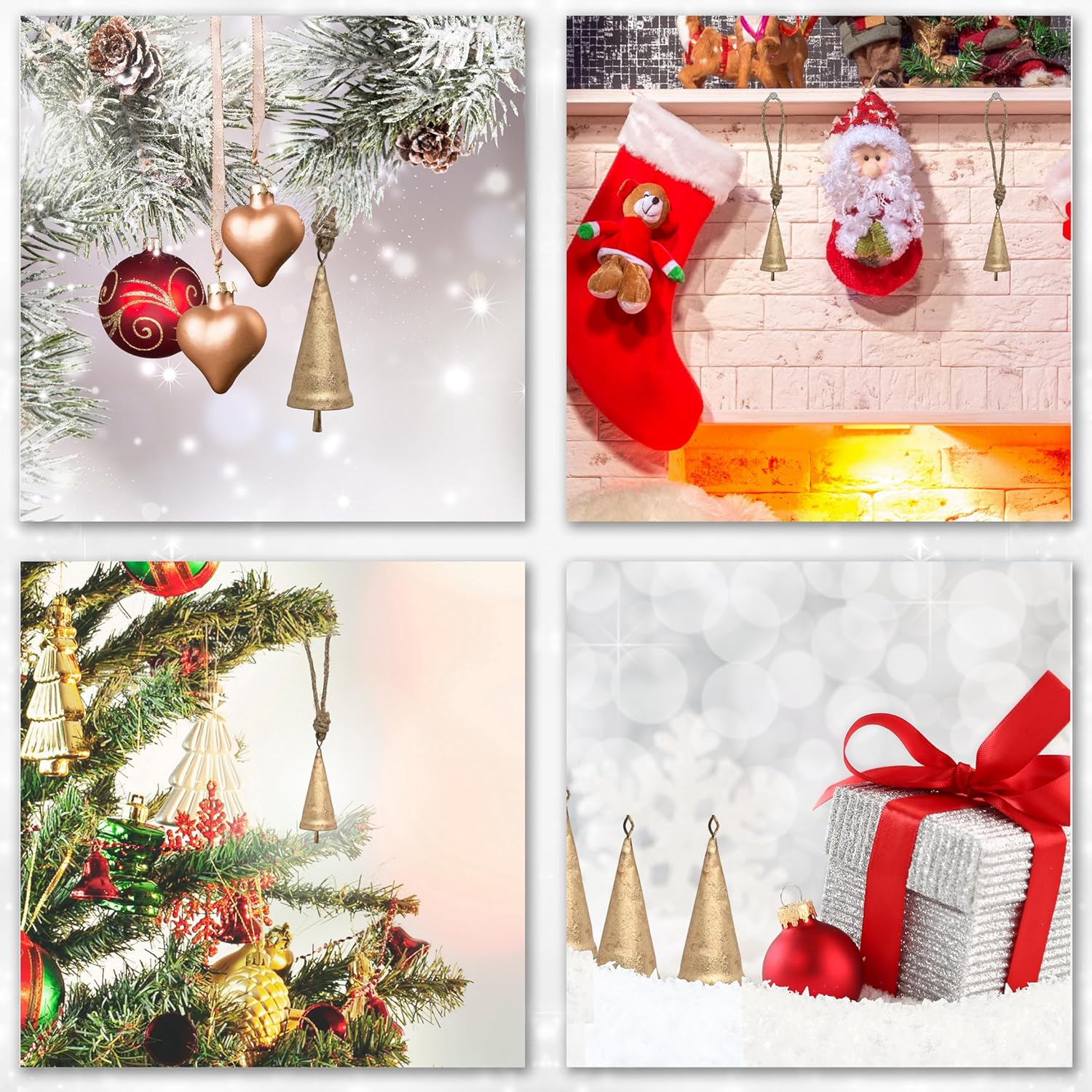 Campanas de Navidad para decoración  Campanas de vaca para decoración navideña rústica  Campanas doradas para decoraciones navideñas  Campanas