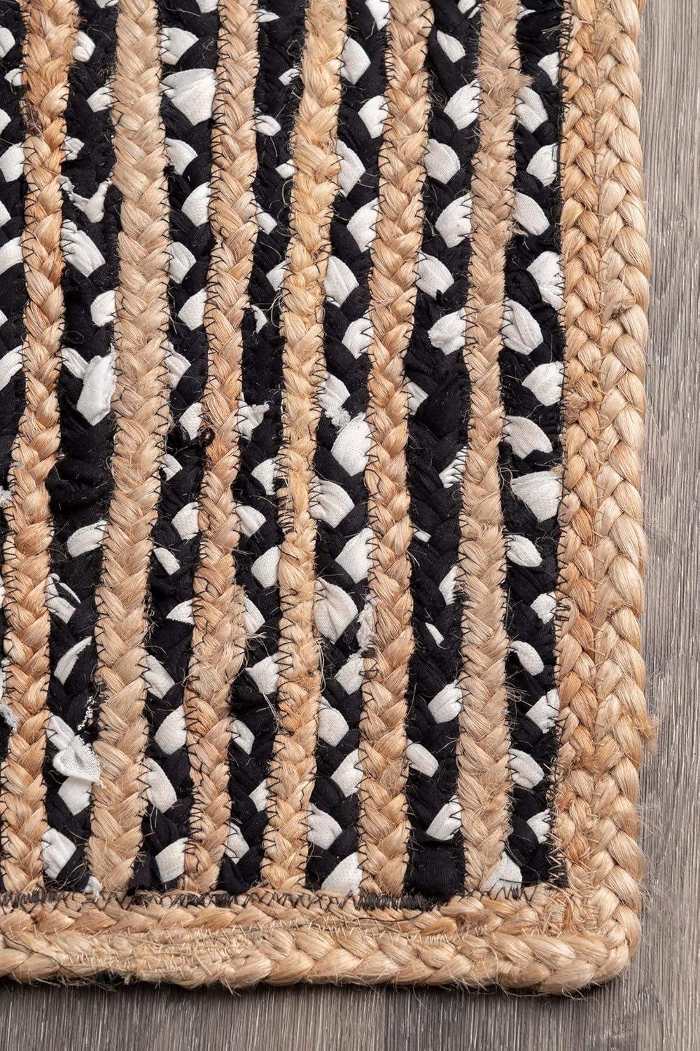 nuLOOM Glinda – Alfombra de fibra natural, 5 x 8 pies, ovalada, color negro