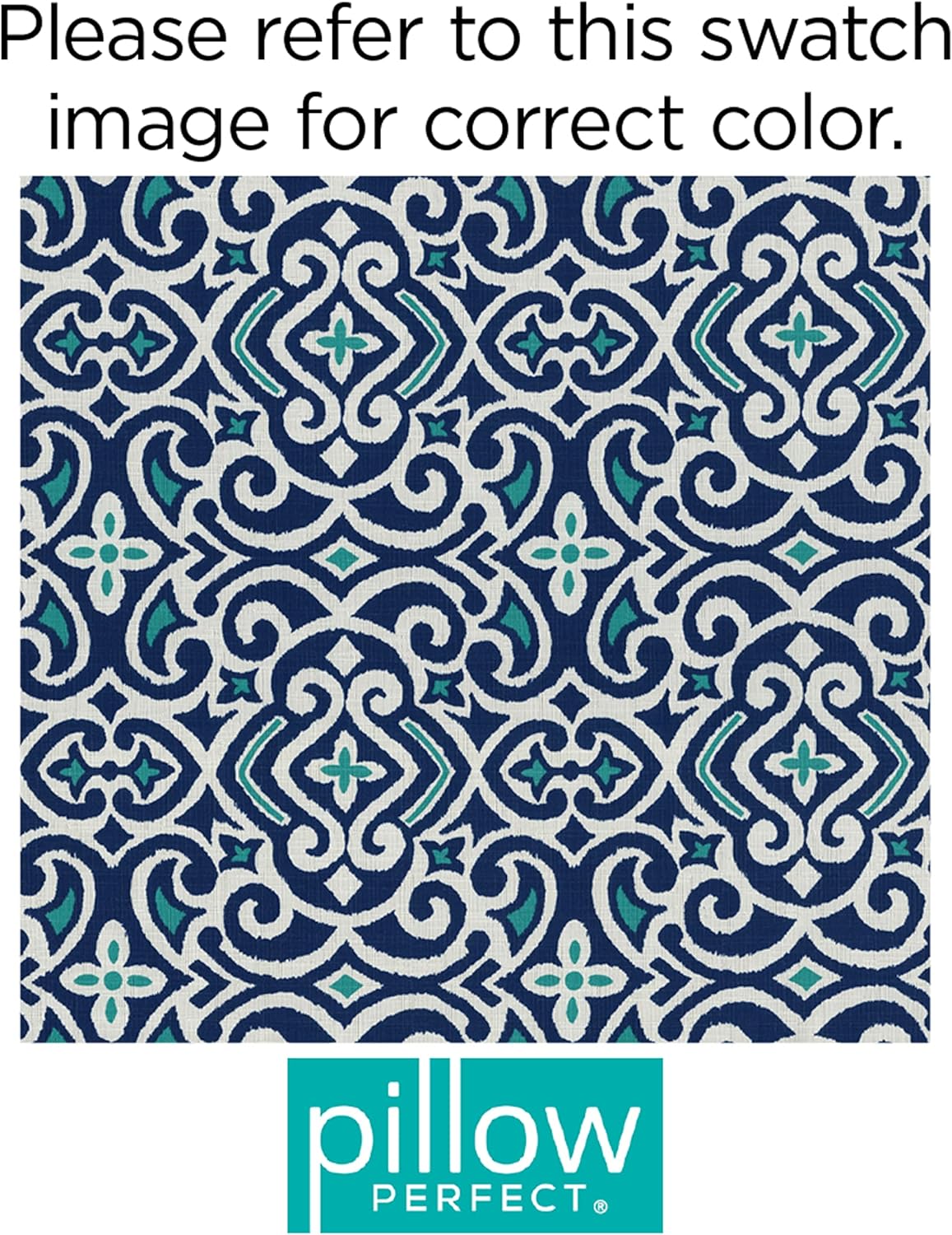 Pillow Perfect Cojín para exteriores e interiores, diseño damasco marino