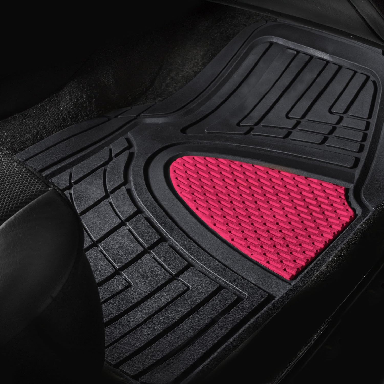 Alfombrillas para piso de automóvil FH-F11322 de FH GROUP, ultrarresistentes, goma de primera calidad, recortables, Rosado