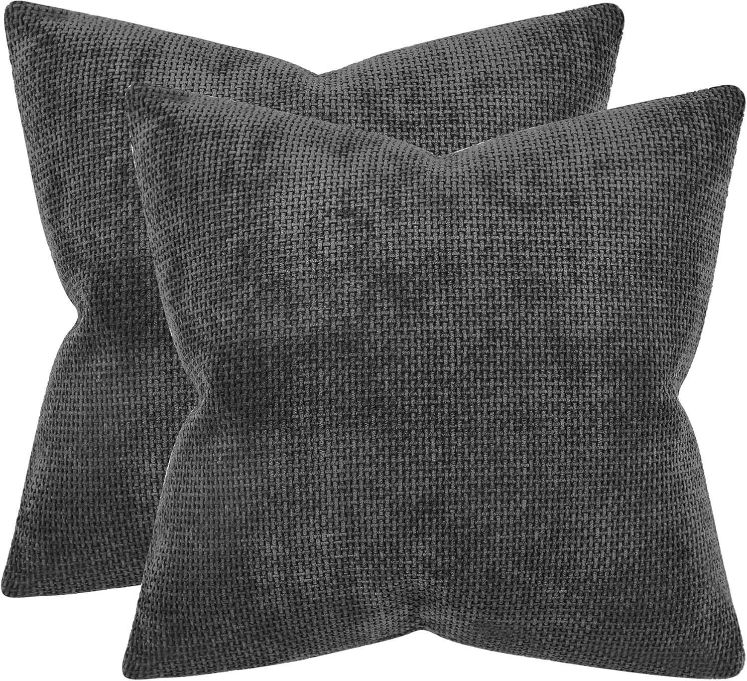 WLNUI Juego de 2 fundas de almohada negras de 18 x 18 pulgadas, lujosas fundas de almohada de felpilla decorativas cuadradas para sofá, cama, sala