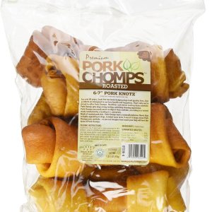 Pork Chomps Masticables de piel de cerdo asada para perros, nudos de 6 pulgadas, 6 unidades Pork Chomps Masticables de piel de cerdo asada para perros, nudos de 6 pulgadas, 6 unidades