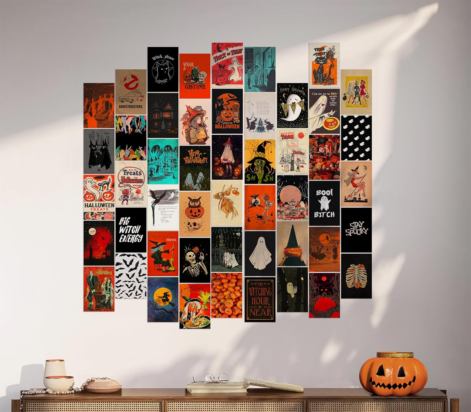 Waschbär Kit de collage de pared de Halloween, imágenes estéticas, decoración de habitación de Halloween, póster de Halloween para adolescentes,