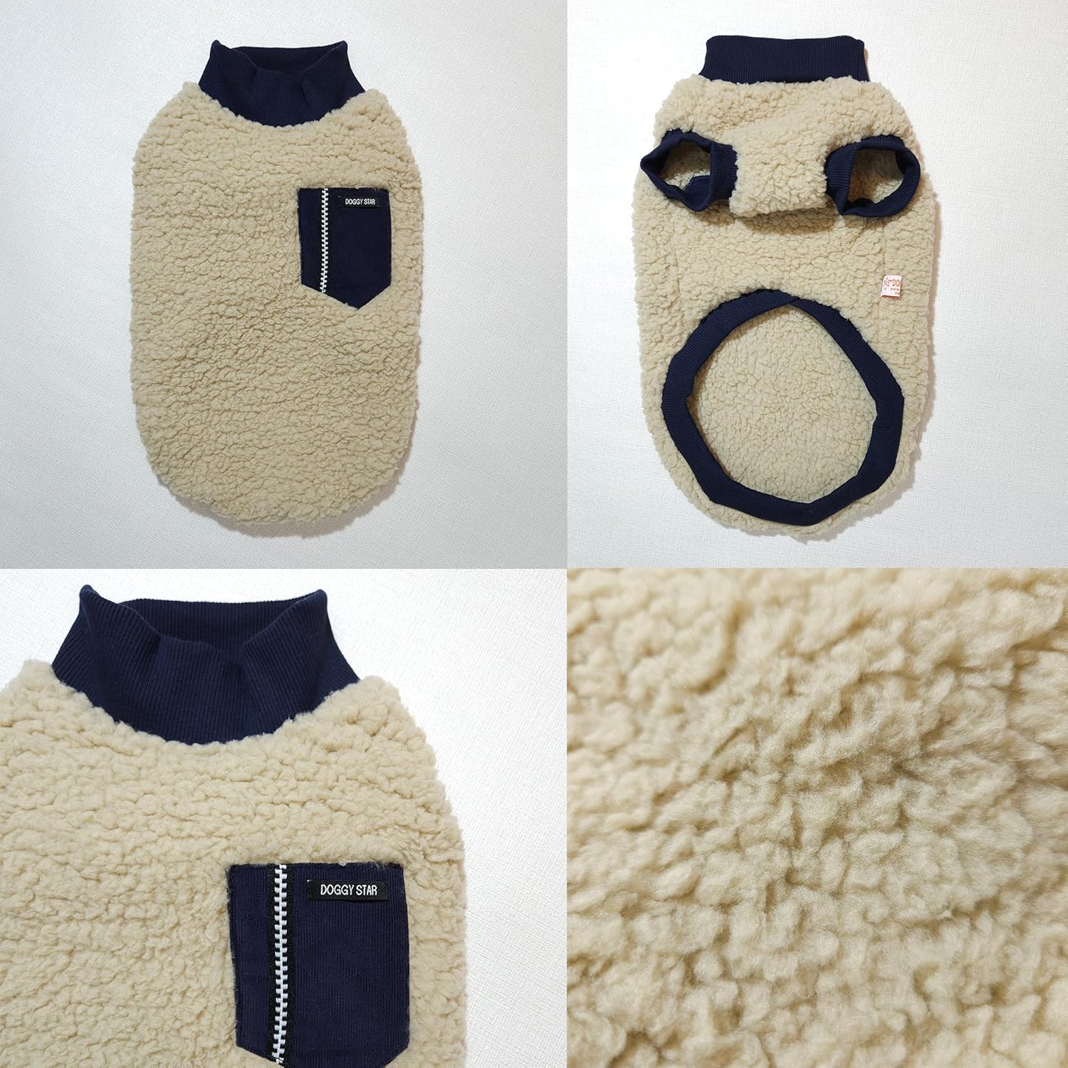 D DOGGY STAR Suéter de perro salchicha para perros, ropa de forro polar cálido, abrigo de invierno (XS, bolsillo azul marino)
