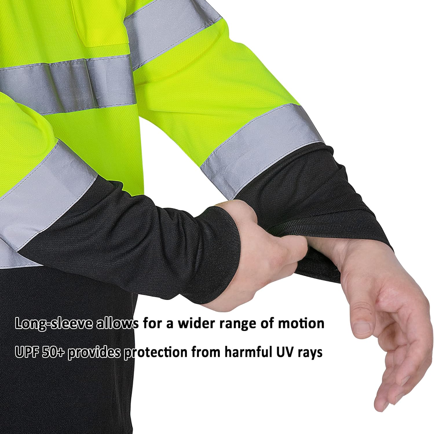 ProtectX Camisetas de seguridad reflectantes de manga larga resistentes para hombre, de alta visibilidad para construcción, clase 2-3 tipo R