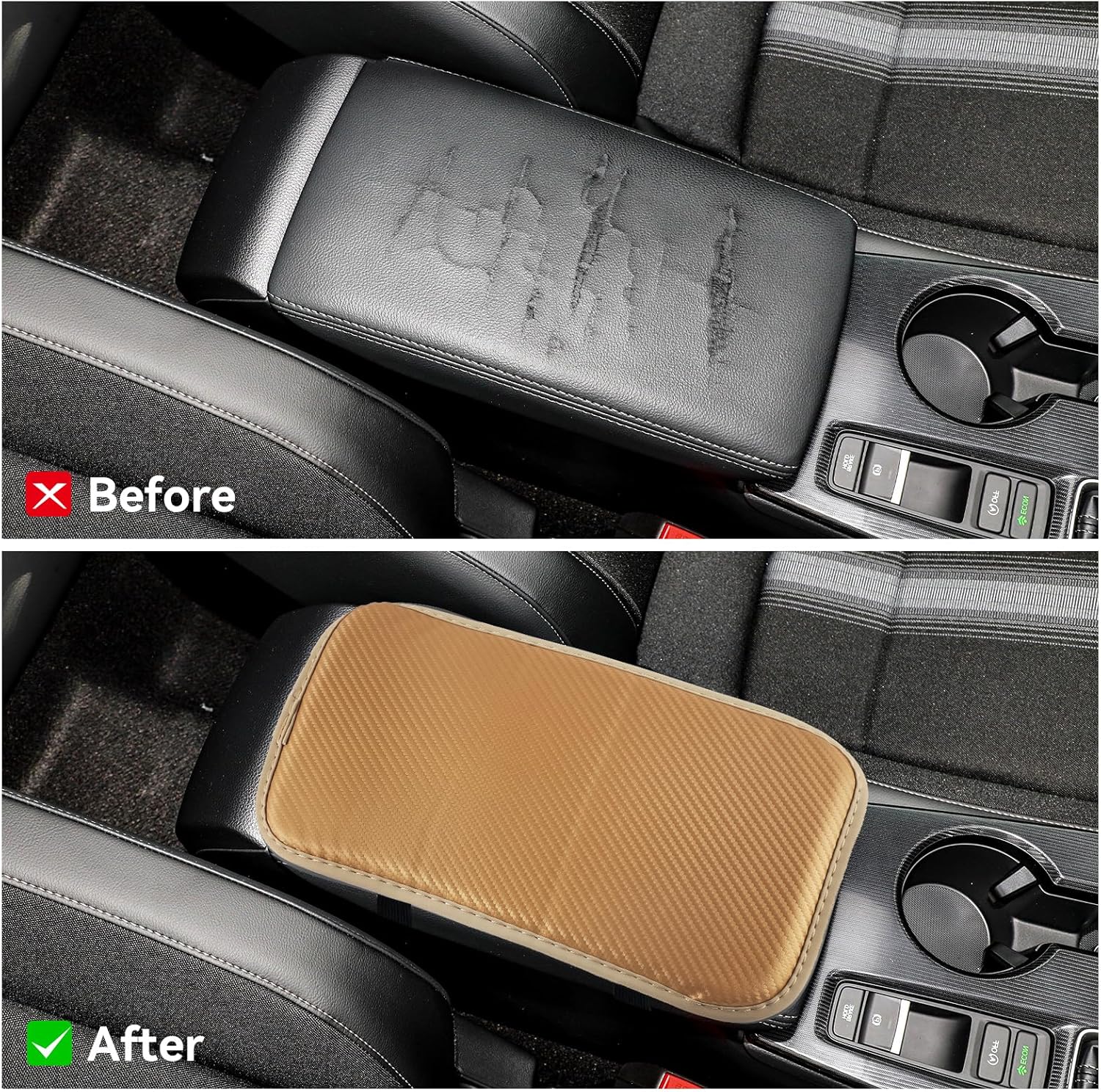 Amiss Almohadilla para consola central de automóvil, funda universal impermeable para caja de asiento de reposabrazos de automóvil, accesorios para
