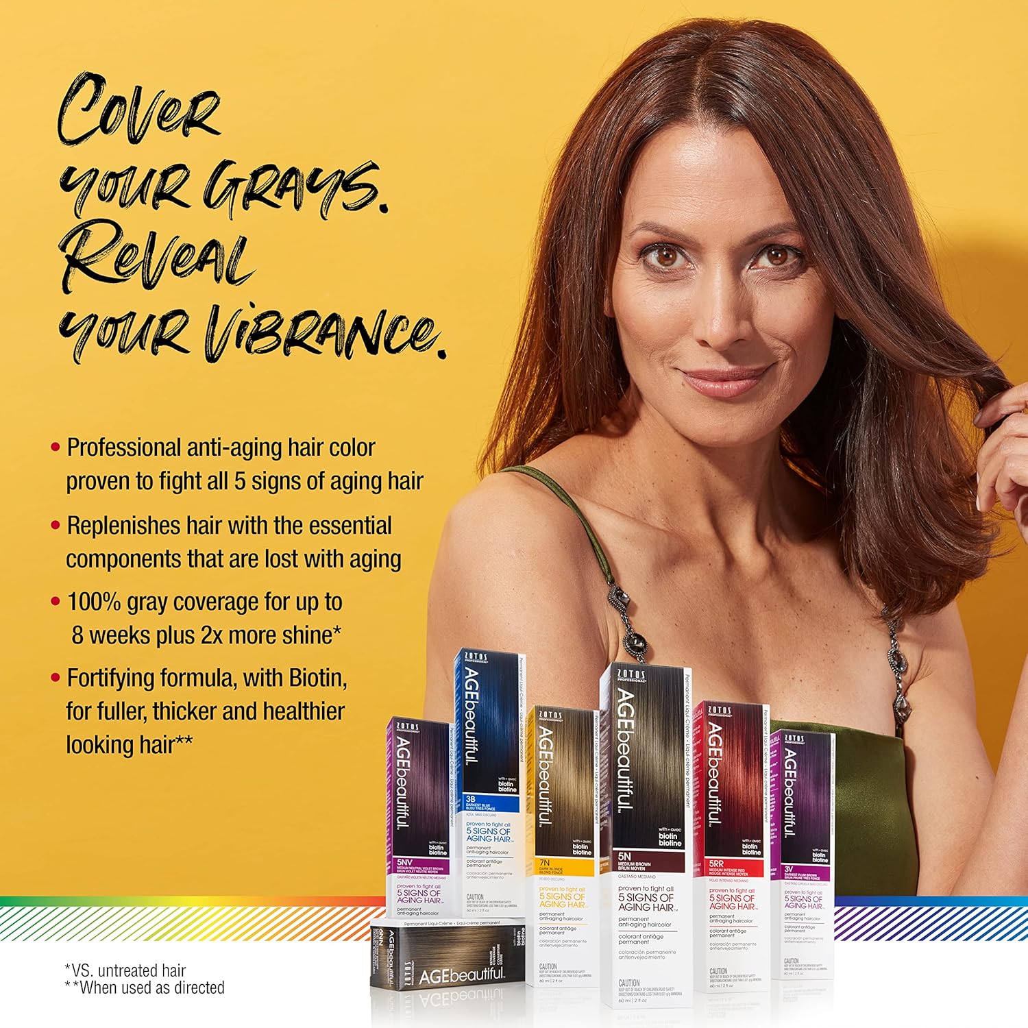 AGE beautiful – Liqui Creme- Tinte permanente para el cabello, 100% cobertura de canas, antienvejecimiento, biotina para cabello más grueso y con