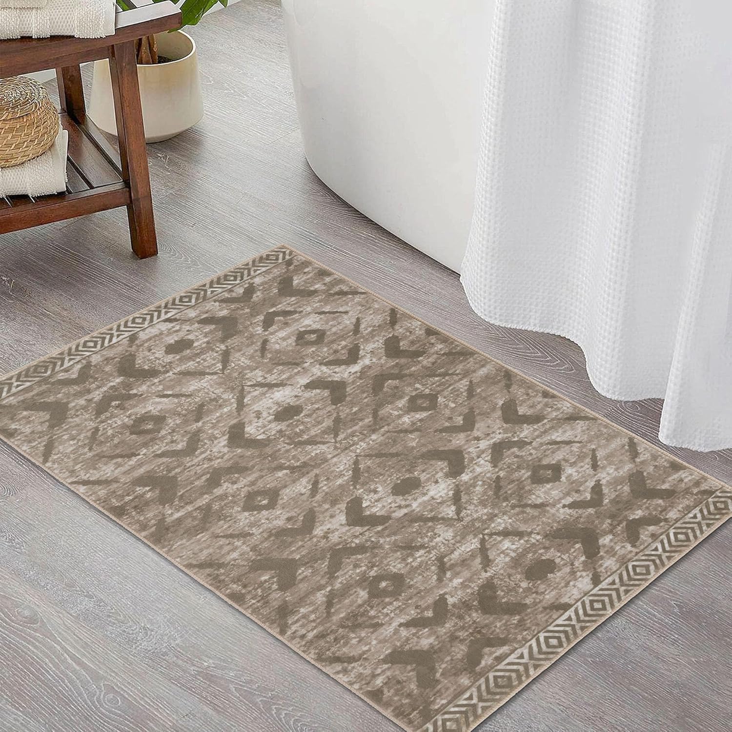 KILOCOCO Tapete para puerta de interior, alfombra de área pequeña, de 2 x 3 pies, alfombra marroquí, lavable a máquina, antideslizante, para
