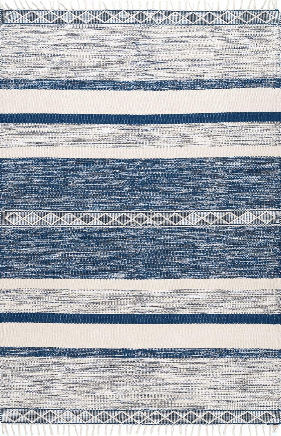 nuLOOM Alfombra Angela a rayas con flecos, 5 x 8 pies, azul