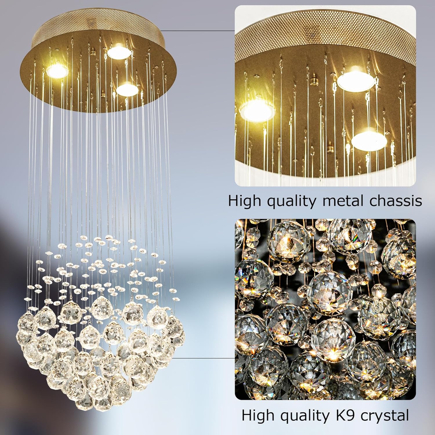 Moderno candelabro de cristal con forma de gota de lluvia, lámpara colgante para comedor, sala de estar, baño, vestíbulo