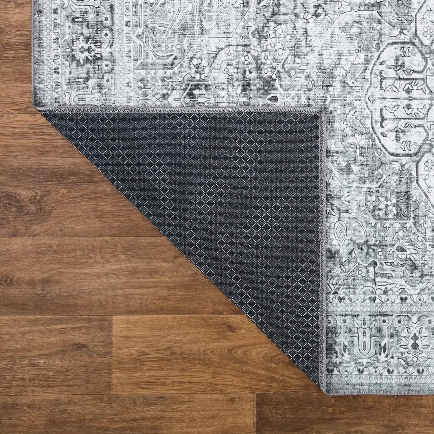 Bloom Rugs Camino de medallón tradicional lavable antideslizante de 10 pies  griscarbón para entrada, pasillo, baño y cocina, tamaño exacto 2.5 x 10