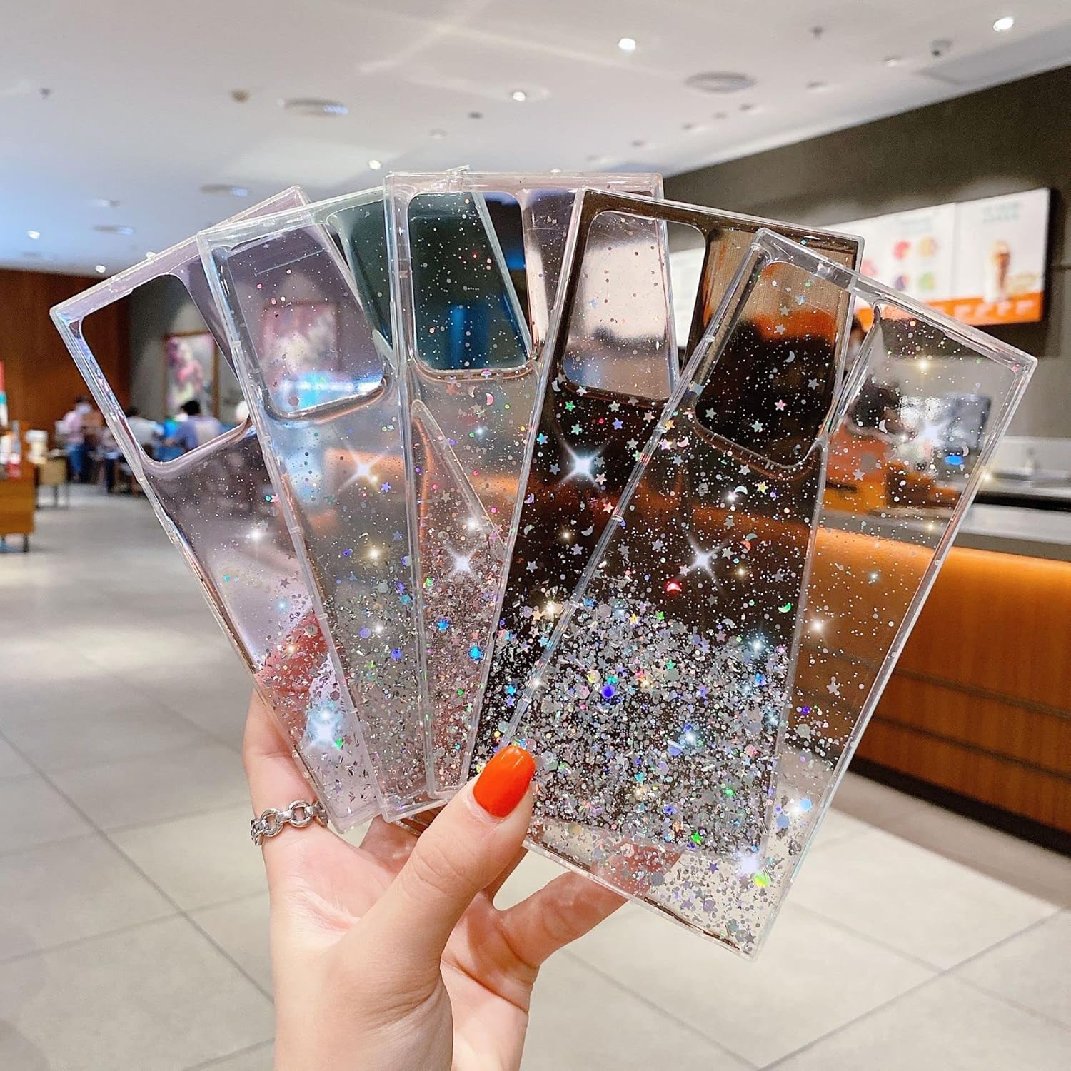 YTanazing Funda transparente compatible con Galaxy S22 5G con purpurina para mujer, funda de protección brillante con purpurina brillante para