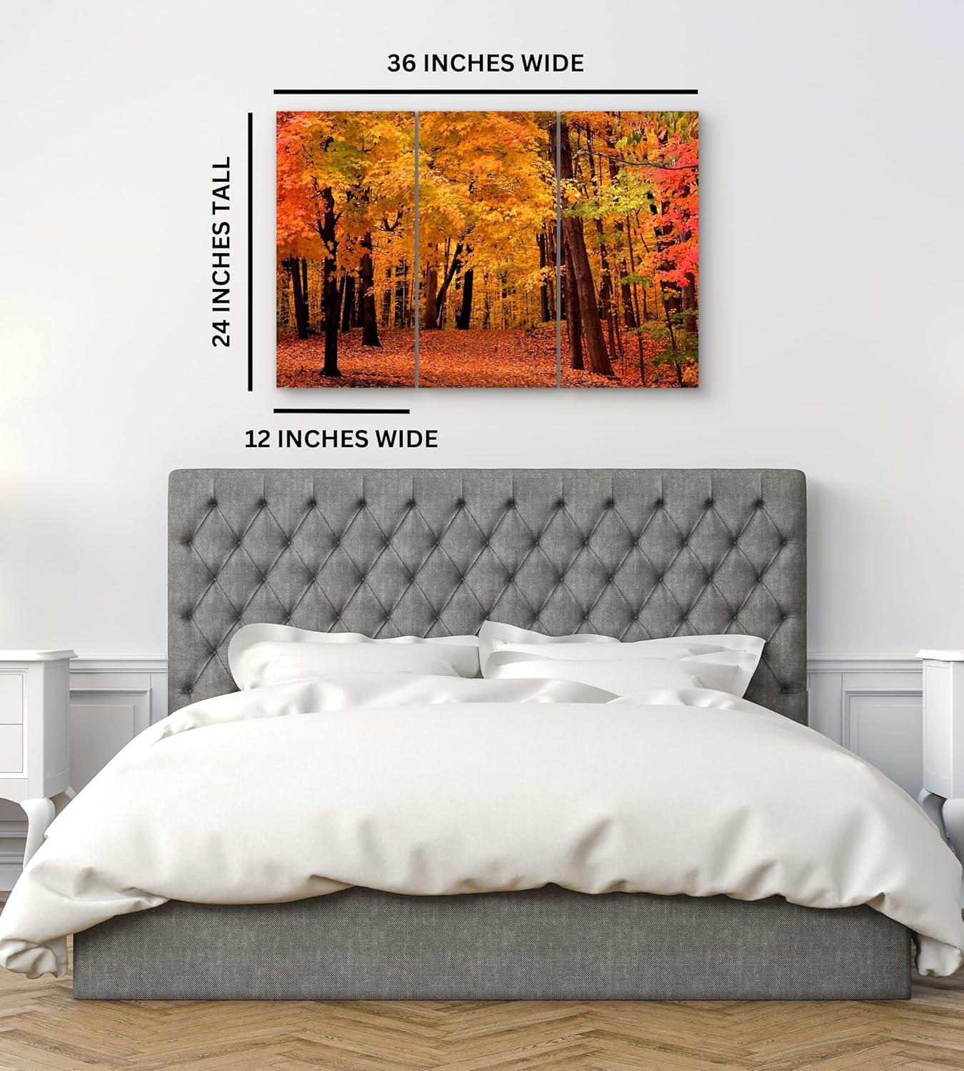 Decoración artística de pared de bosque, juego de 3 piezas, decorativo enmarcado para otoño, árbol, lienzo, múltiples paneles divididos para sala de