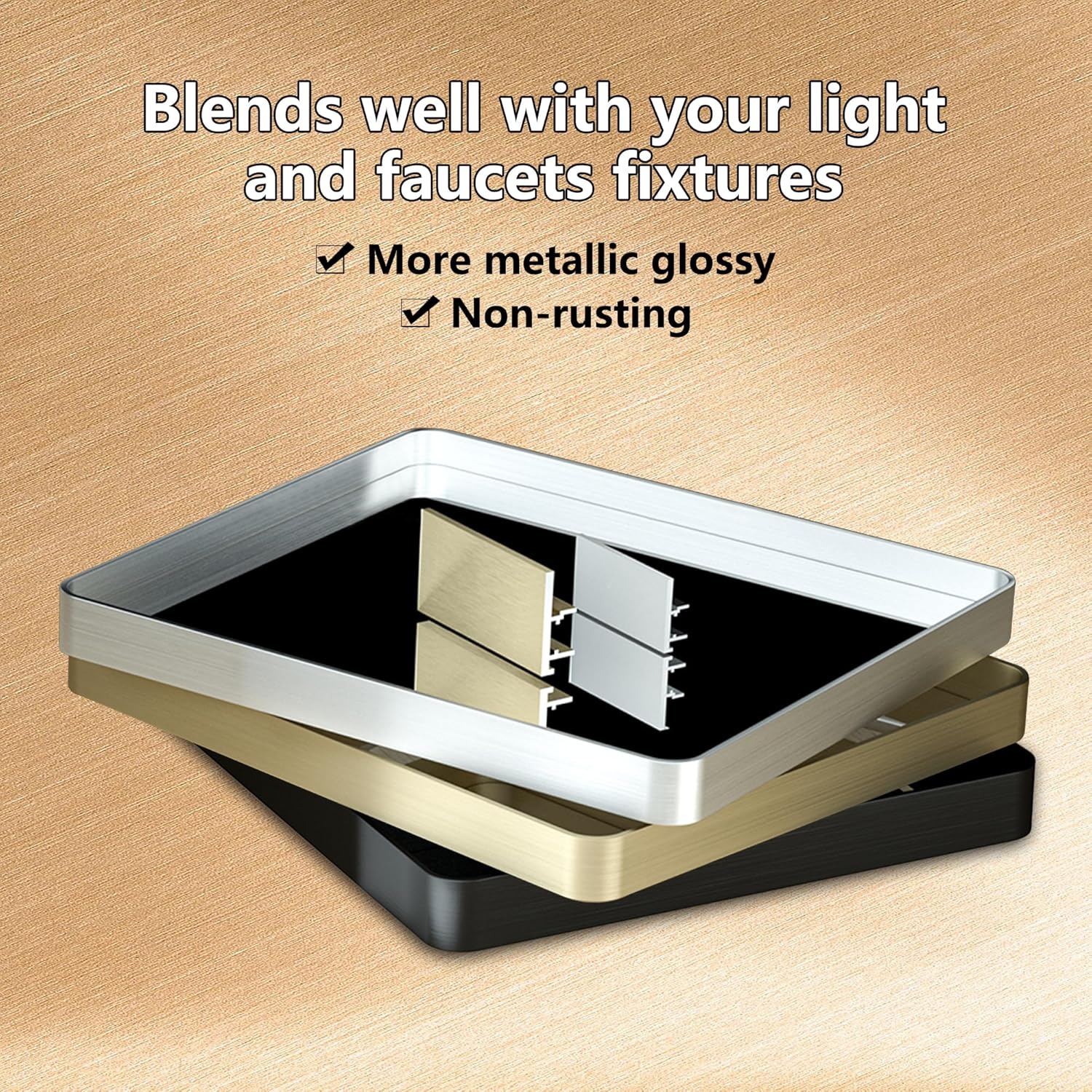 Wanzvisk Espejos con marco dorado para baño, espejo rectangular de 36 x 36 pulgadas para pared, espejo de tocador dorado mate con vidrio templado,