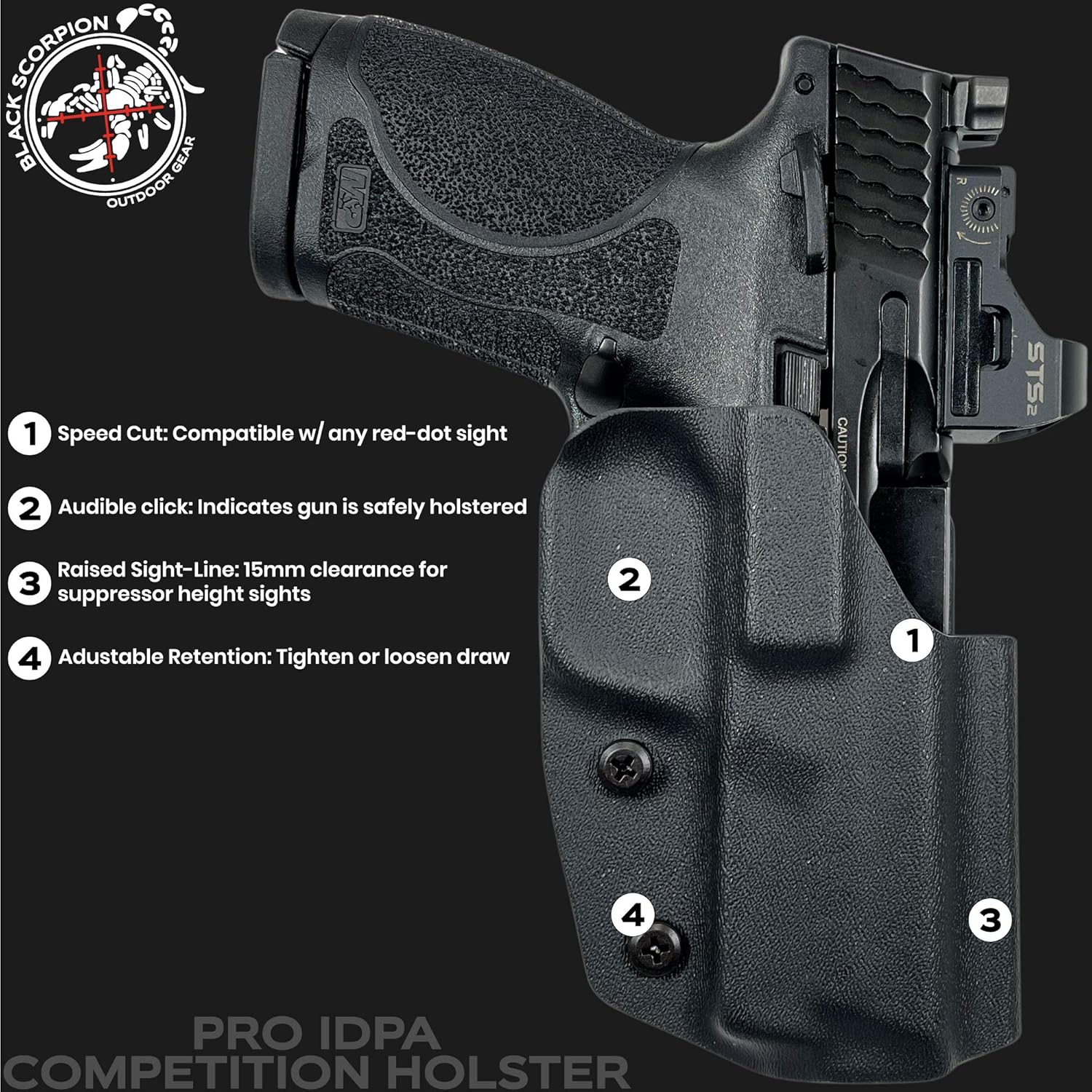 Black Scorpion Gear Pro IDPA Competition Holster se adapta a Tanfoglio Stock 3