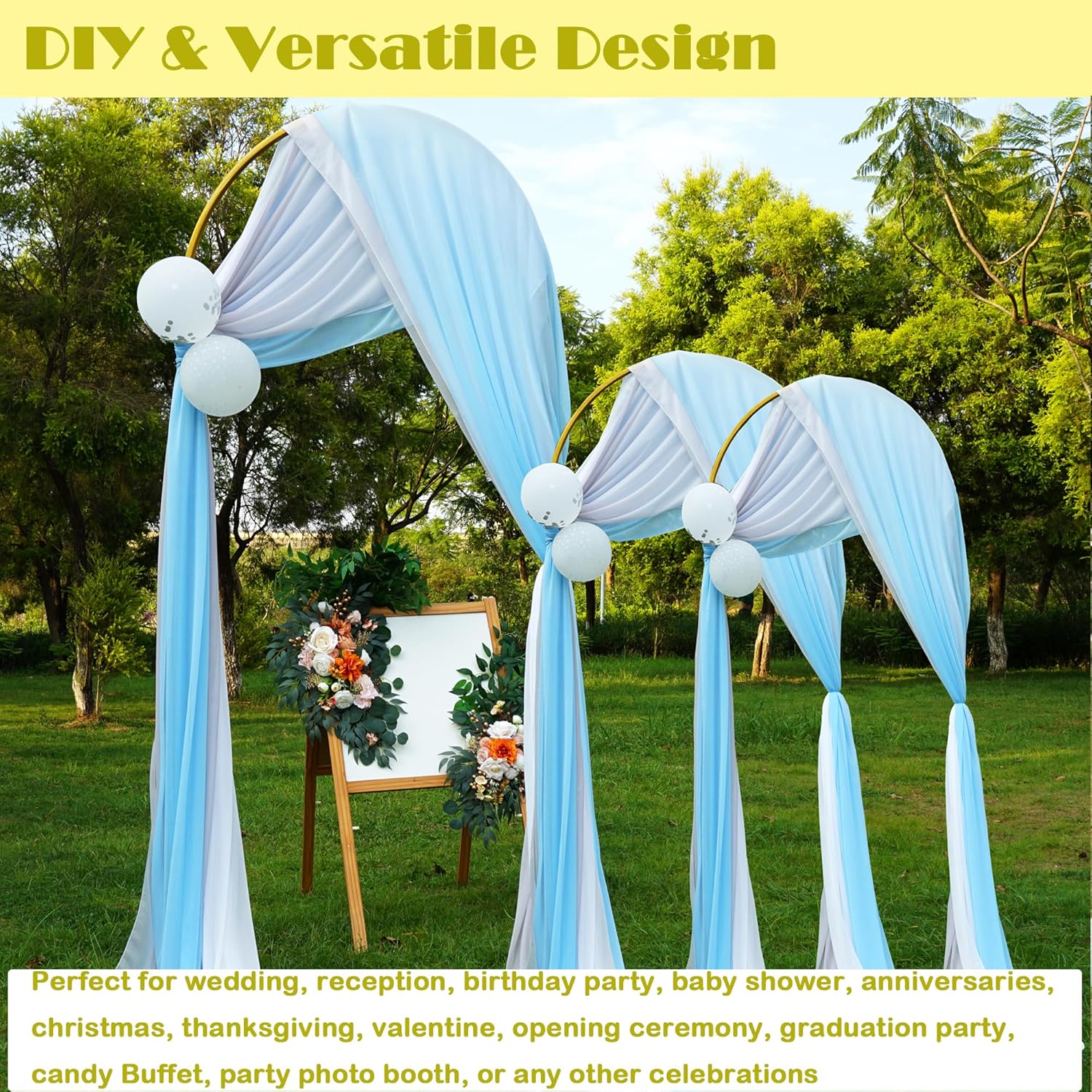 Juego de 3 soportes dorados para arco de boda, 7.2 pies, 5.9 pies, 4.9 pies, soporte de arco de globos de metal para cumpleaños, baby shower,