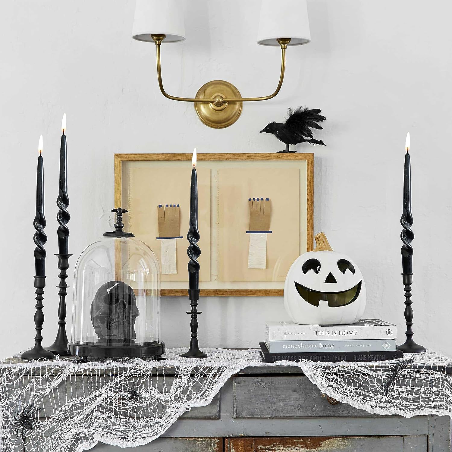 Black Candles – Velas cónicas de Halloween en espiral, sin perfume, velas torcidas de 9 pulgadas para Halloween, Navidad, decoración del hogar,
