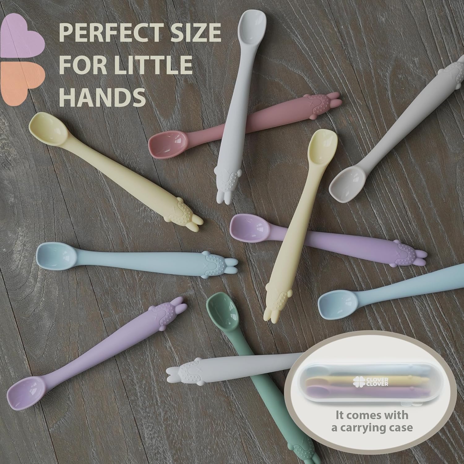 Cucharas de silicona para alimentación para bebés, primera etapa, utensilios flexibles para el destete de bebés y padres y bebés, autoalimentación y