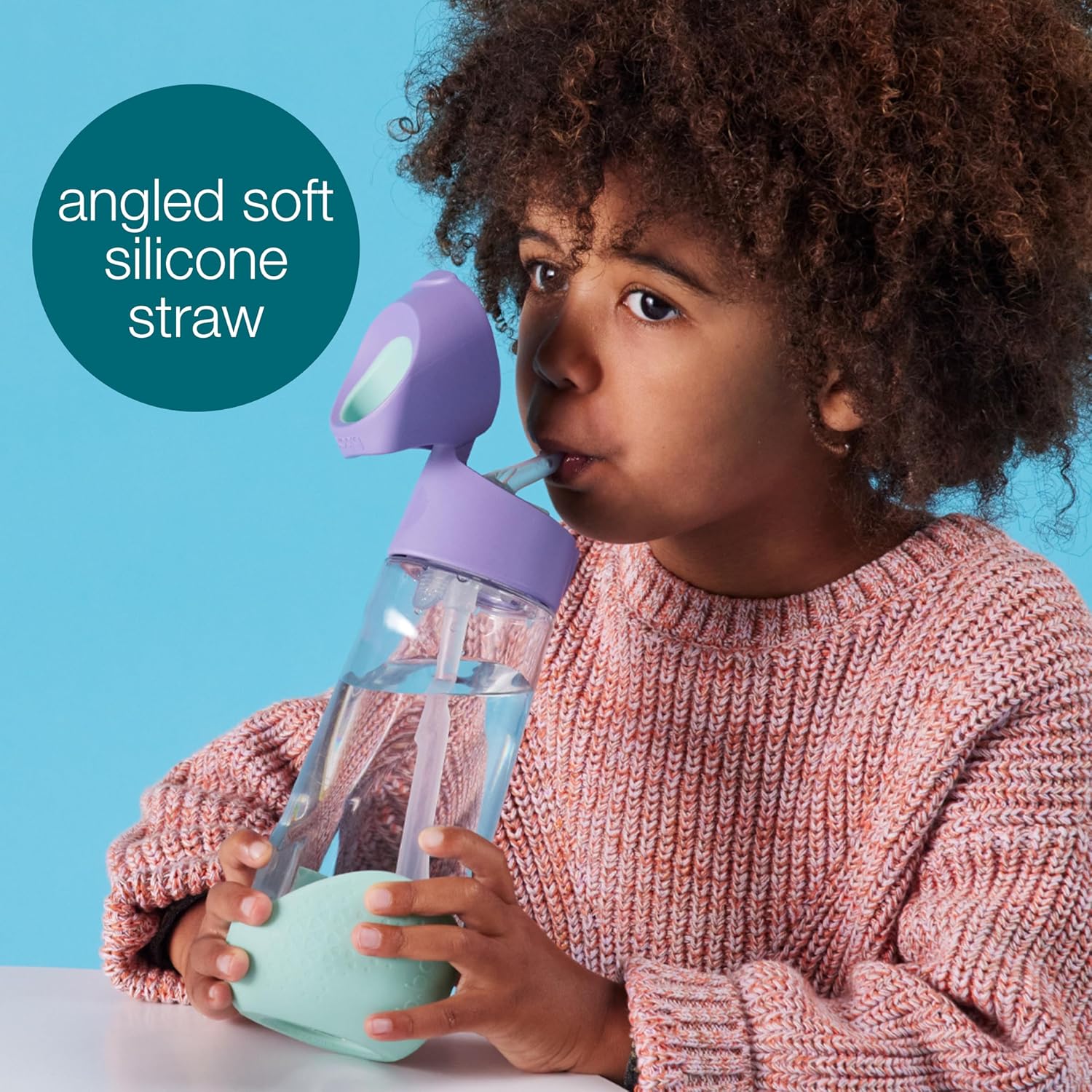 b.box Botella de agua de Tritan de 20 onzas  Botella de agua grande y moderna con popote abatible para niños, a prueba de derrames, sin BPA (Passion